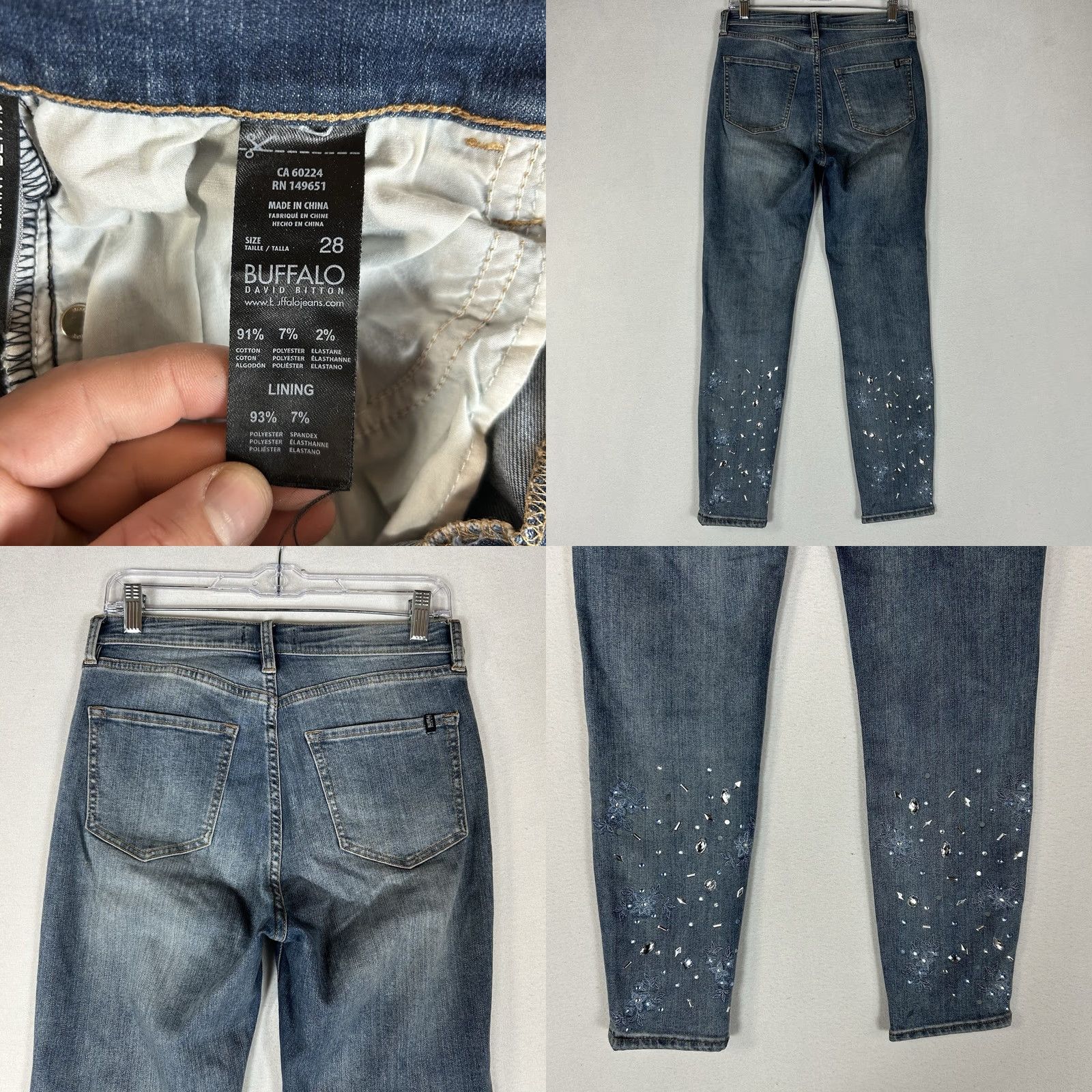Buffalo David Bitton Buffalo David Bitton Ivy Ankle Skinny Jeans Womens 28 Blue Denim High Rise Bling Size 28" / US 6 / IT 42 - 8 Thumbnail