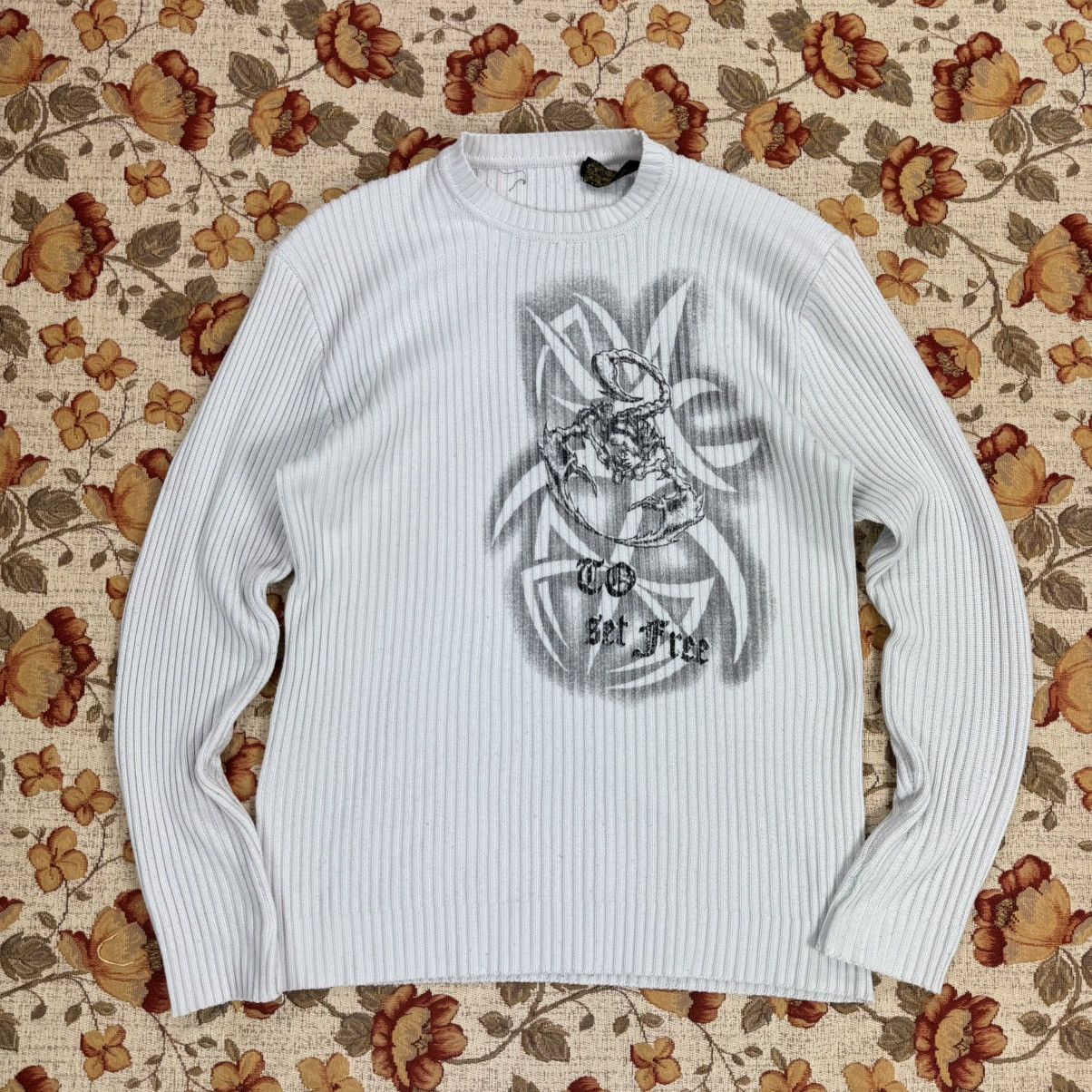 Japanese Brand Japanese Scorpion print 3D Knit White y2k tribal swag drip Size US L / EU 52-54 / 3 - 1 Thumbnail