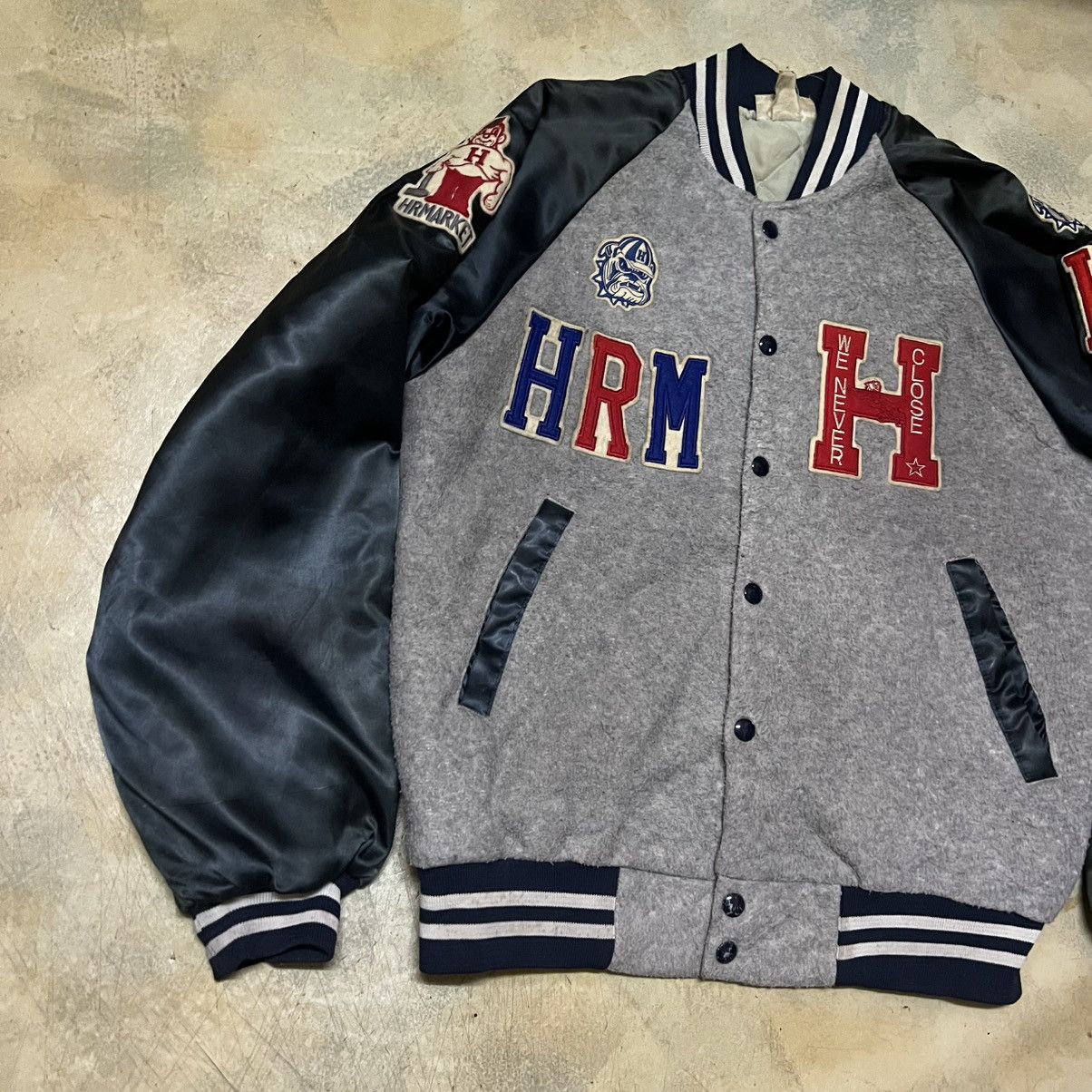 Japanese Brand Vintage HR Market Distressed Varsity Jacket Size US S / EU 44-46 / 1 - 5 Thumbnail