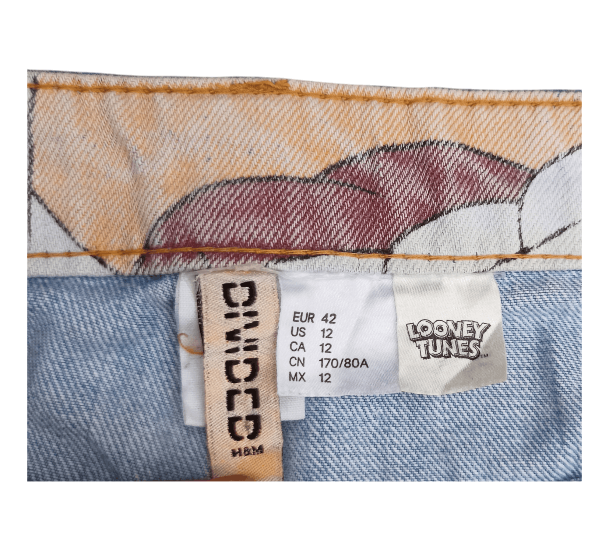 Divided LOONEY TUNES BUGS BUNNY Hip Hop Baggy Street Fashion Jeans Size 31" - 15 Thumbnail