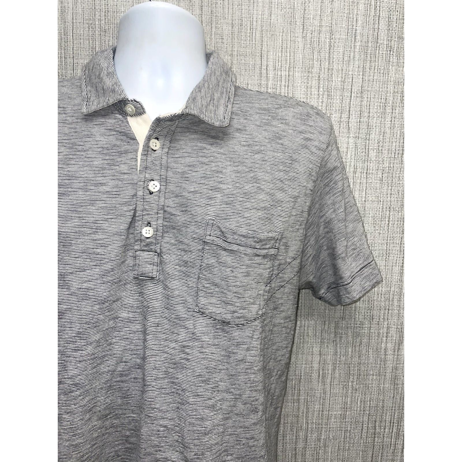 Billy Reid Billy Reid Polo Shirt Mens L Striped Pocket Light Blue Blue Striped Polo L Mens Size US L / EU 52-54 / 3 - 2 Thumbnail