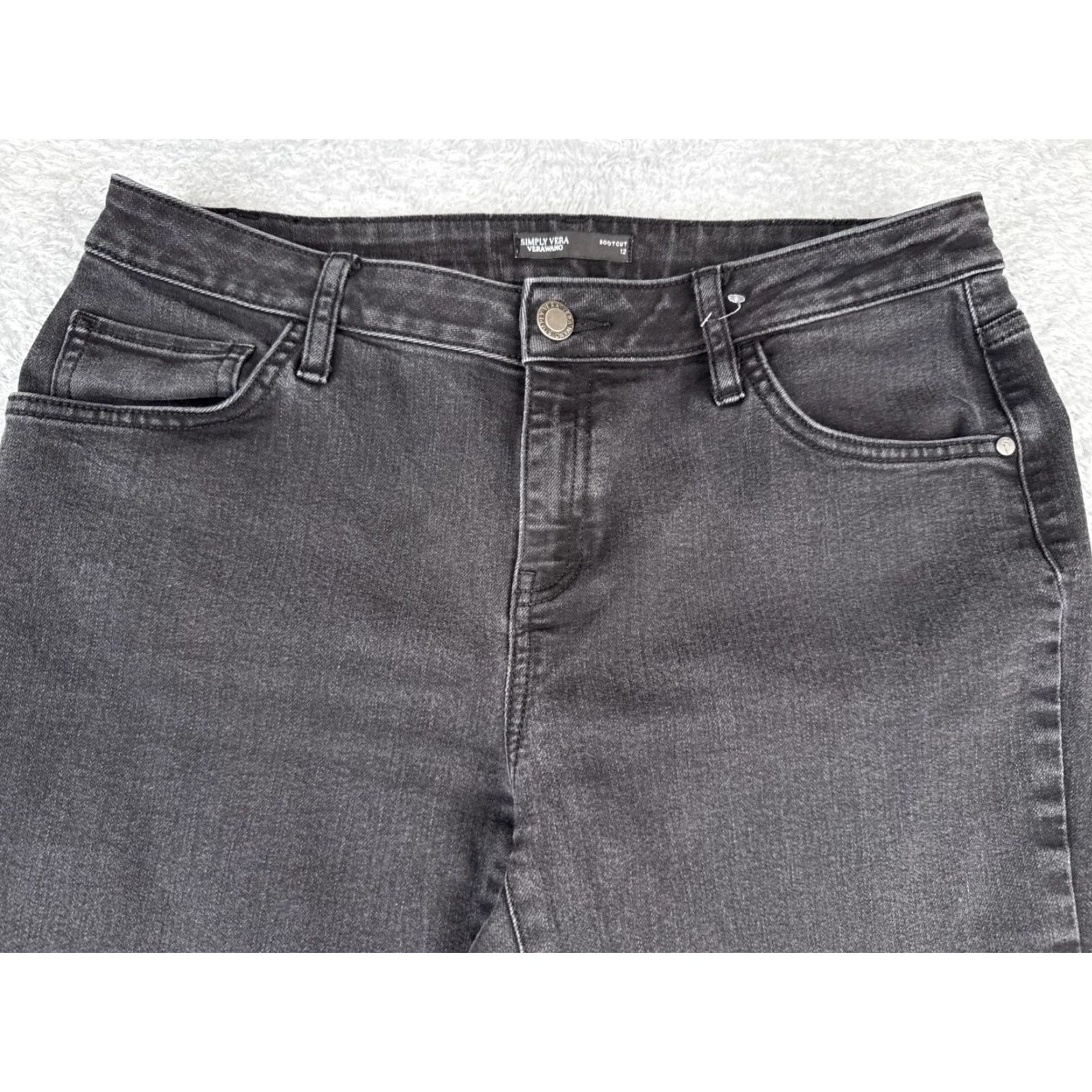 Vintage Womens Simply Vera Wang Jeans 12 Black Bootcut Denim Cotton Blend Mid Rise 32x30 Size 34" / US 12 / IT 48 - 4 Thumbnail