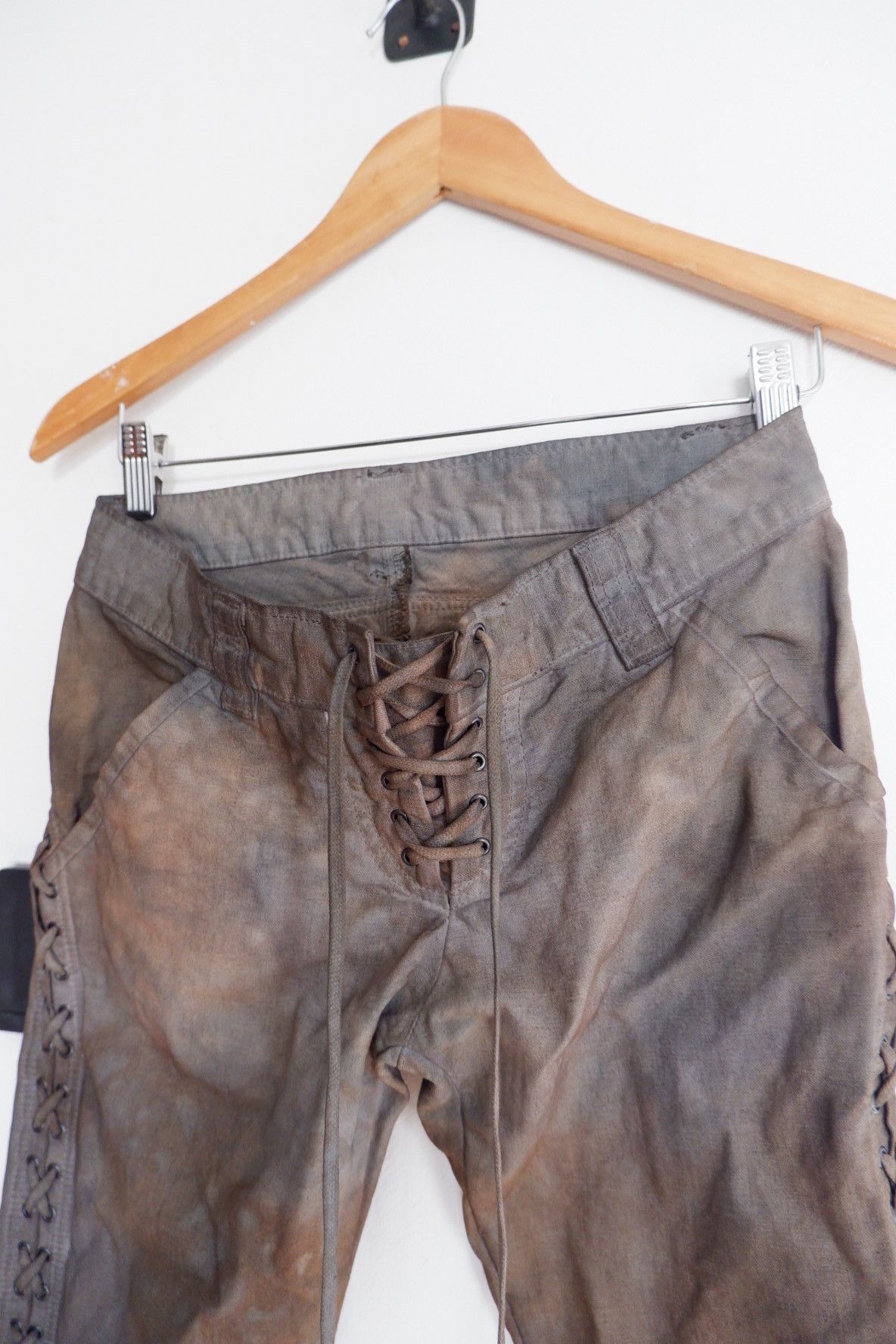 If Six Was Nine Mudwash Vintage Marginal Glamour Laced Up Ethnic Pants Size US 28 / EU 44 - 3 Thumbnail