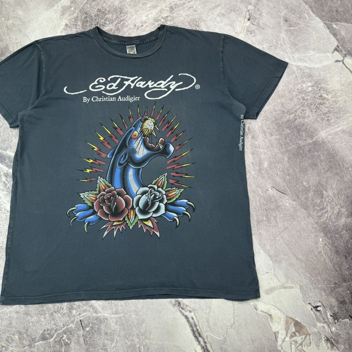 Christian Audigier × Ed Hardy Vintage Ed Hardy T shirt Pantera Roses Christian Audigier XL Size US XL / EU 56 / 4 - 4 Thumbnail