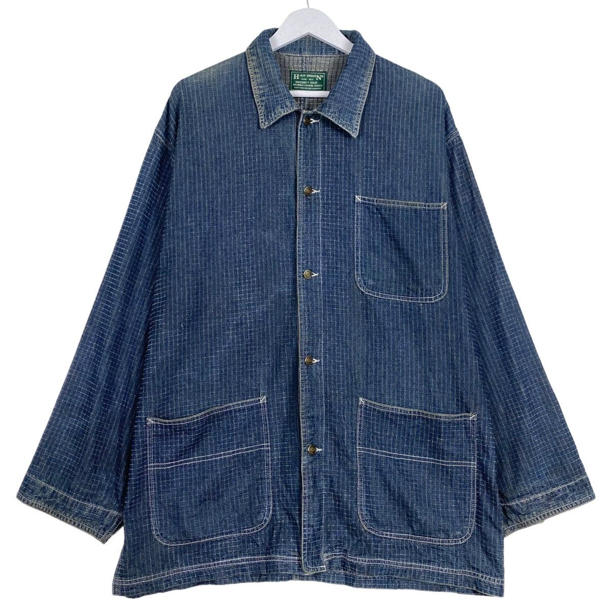 45rpm × Indigo × Japanese Brand 💥HASBEEN INDIGO CHORE WORKER DENIM JEAN JACKET Size US XL / EU 56 / 4 - 1 Thumbnail