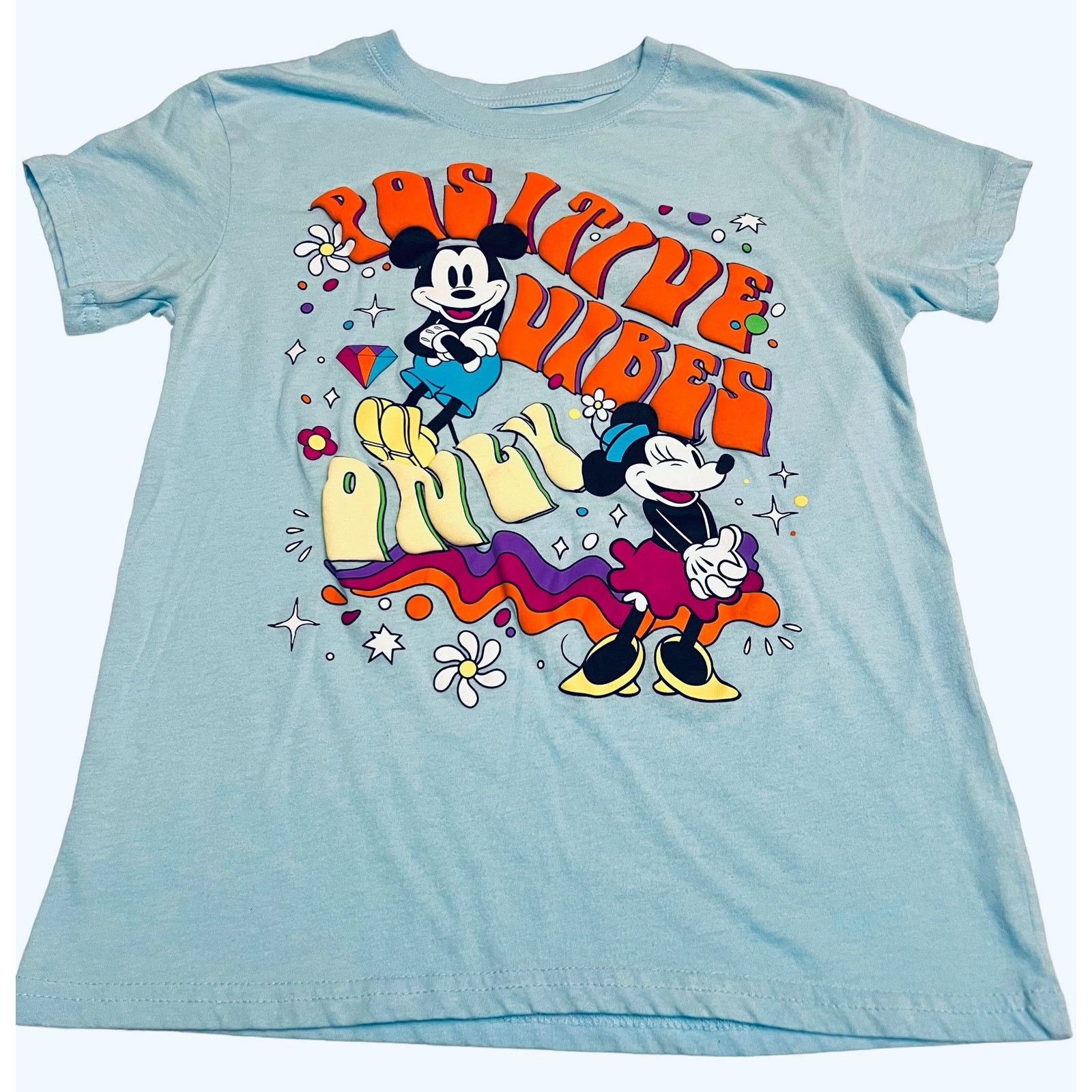 Disney Disney Mickey & Minnie Mouse Positive Vibes Only T-Shirt Size M / US 6-8 / IT 42-44 - 1 Thumbnail