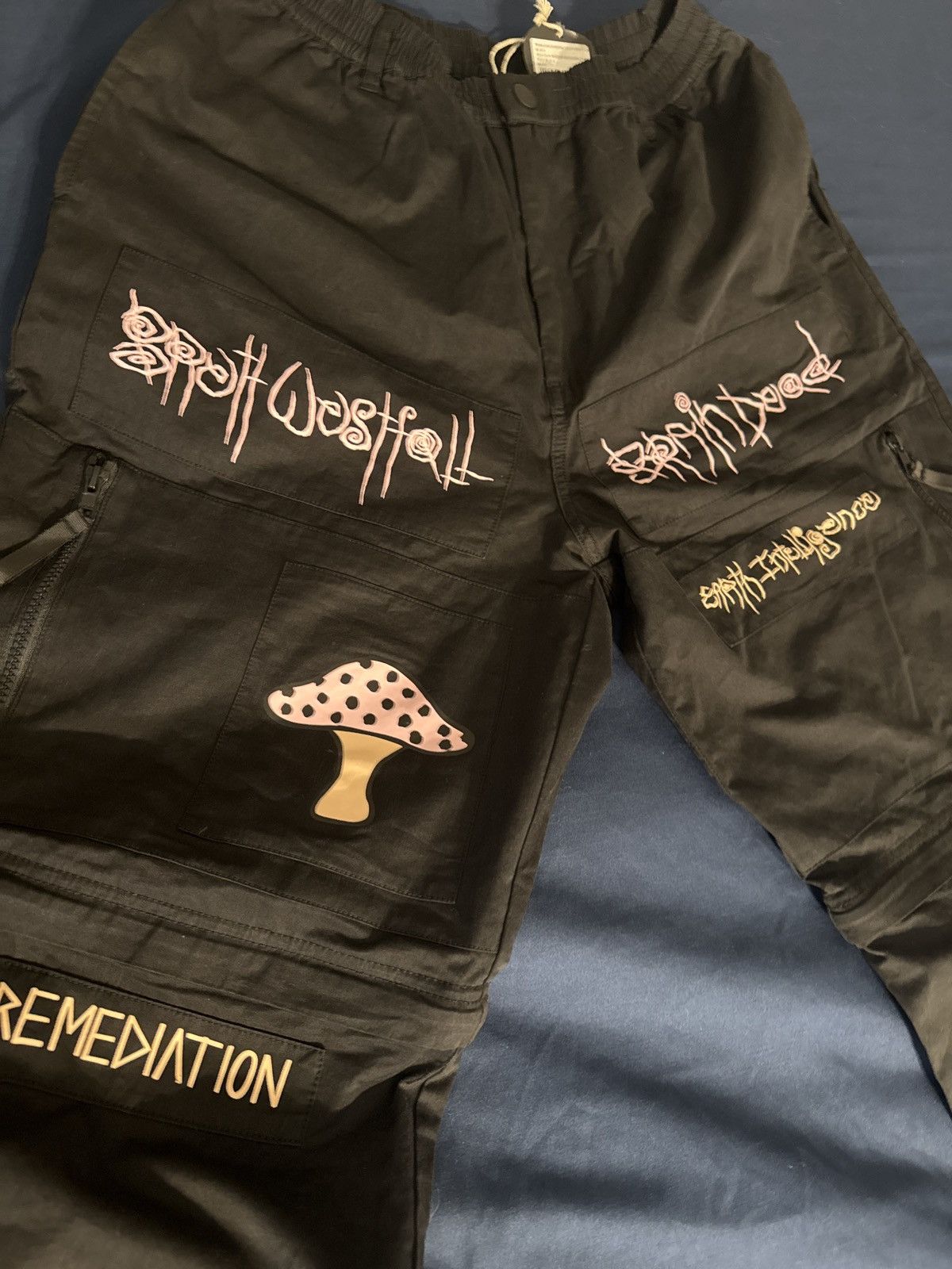 Brain Dead Brain Dead Black Mushroom Utility Cargo Pants Size US 32 / EU 48 - 5 Thumbnail