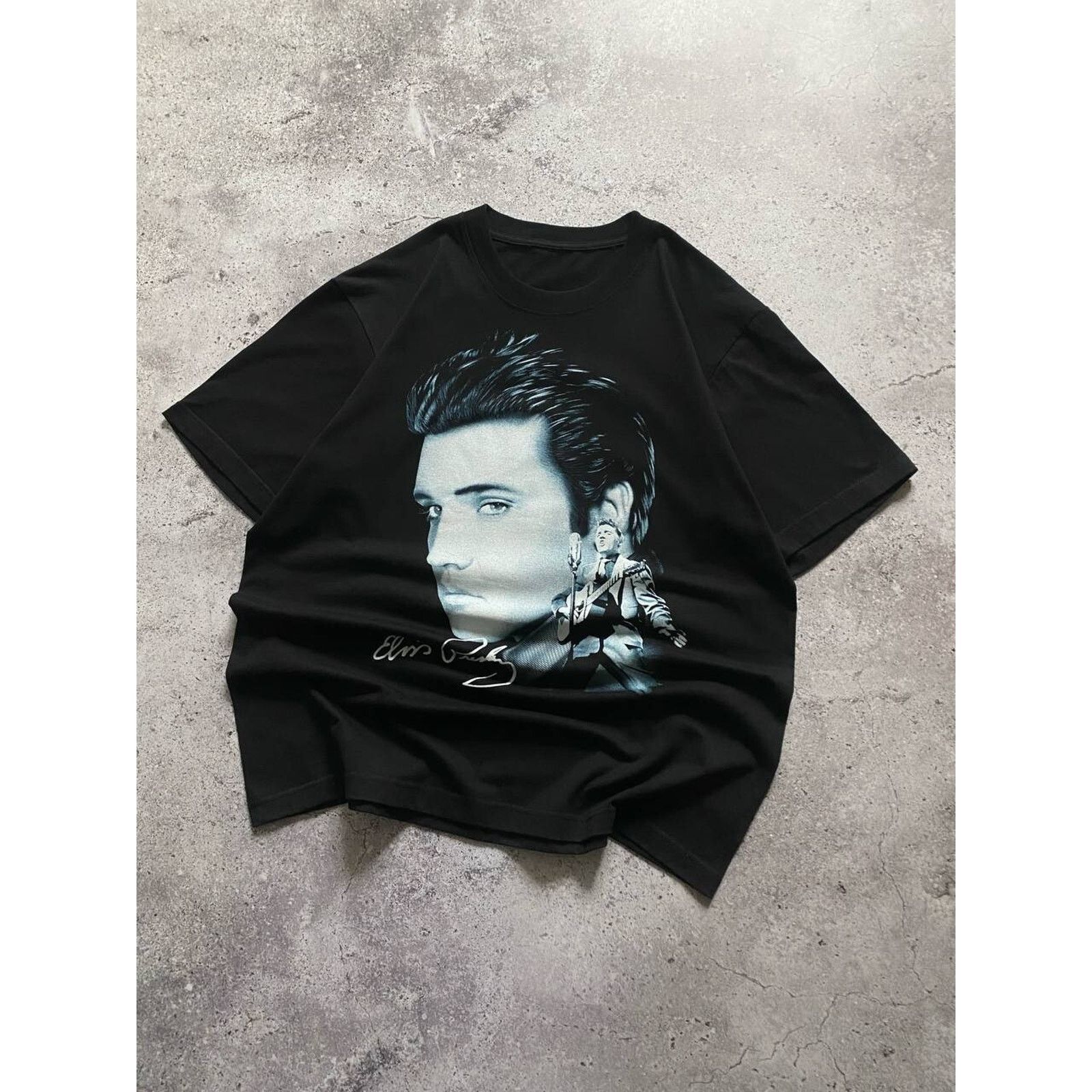 Band Tees × Vintage VINTAGE ELVIS PRESLEY PORTRAIT PHOTO DOUBLE SIDED KING TEE Size US XL / EU 56 / 4 - 3 Thumbnail