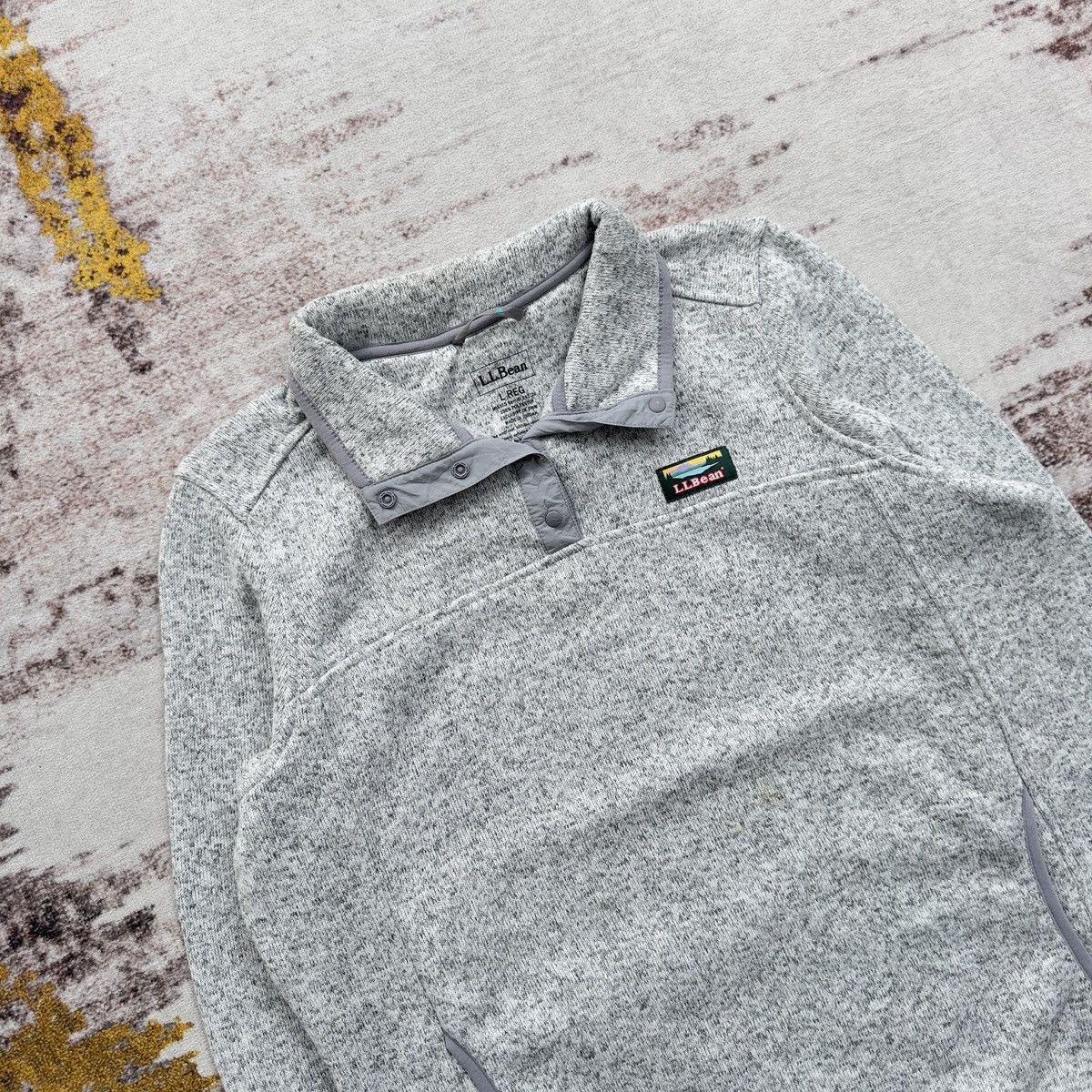 L.L. Bean L.L.BEAN FLEECE SNAP PULLOVER HEATHER GREY OUTDOOR Size US L / EU 52-54 / 3 - 3 Thumbnail