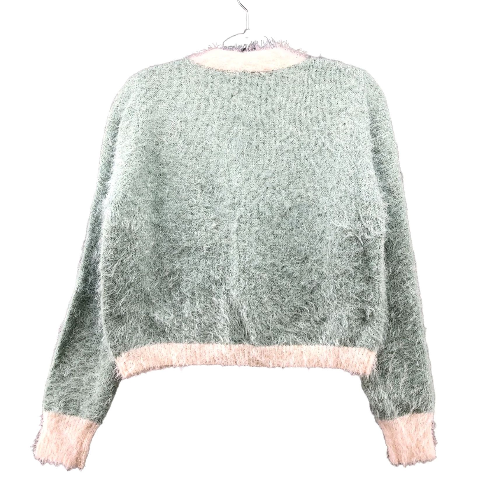 Vintage NWOT It's Our Time Fuzzy Cardigan Womens M V-Neck Mint Pastel Button Front Size M / US 6-8 / IT 42-44 - 2 Thumbnail