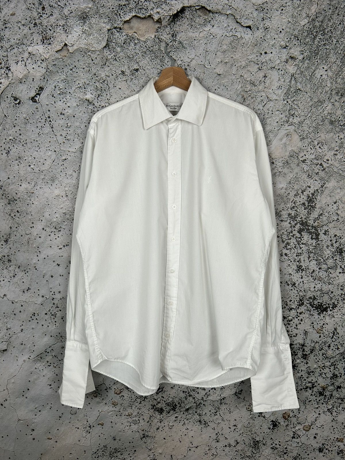 Yves Saint Laurent Vintage Yves Saint Laurent Pour Homme White Designer Shirt Size US L / EU 52-54 / 3 - 1 Thumbnail
