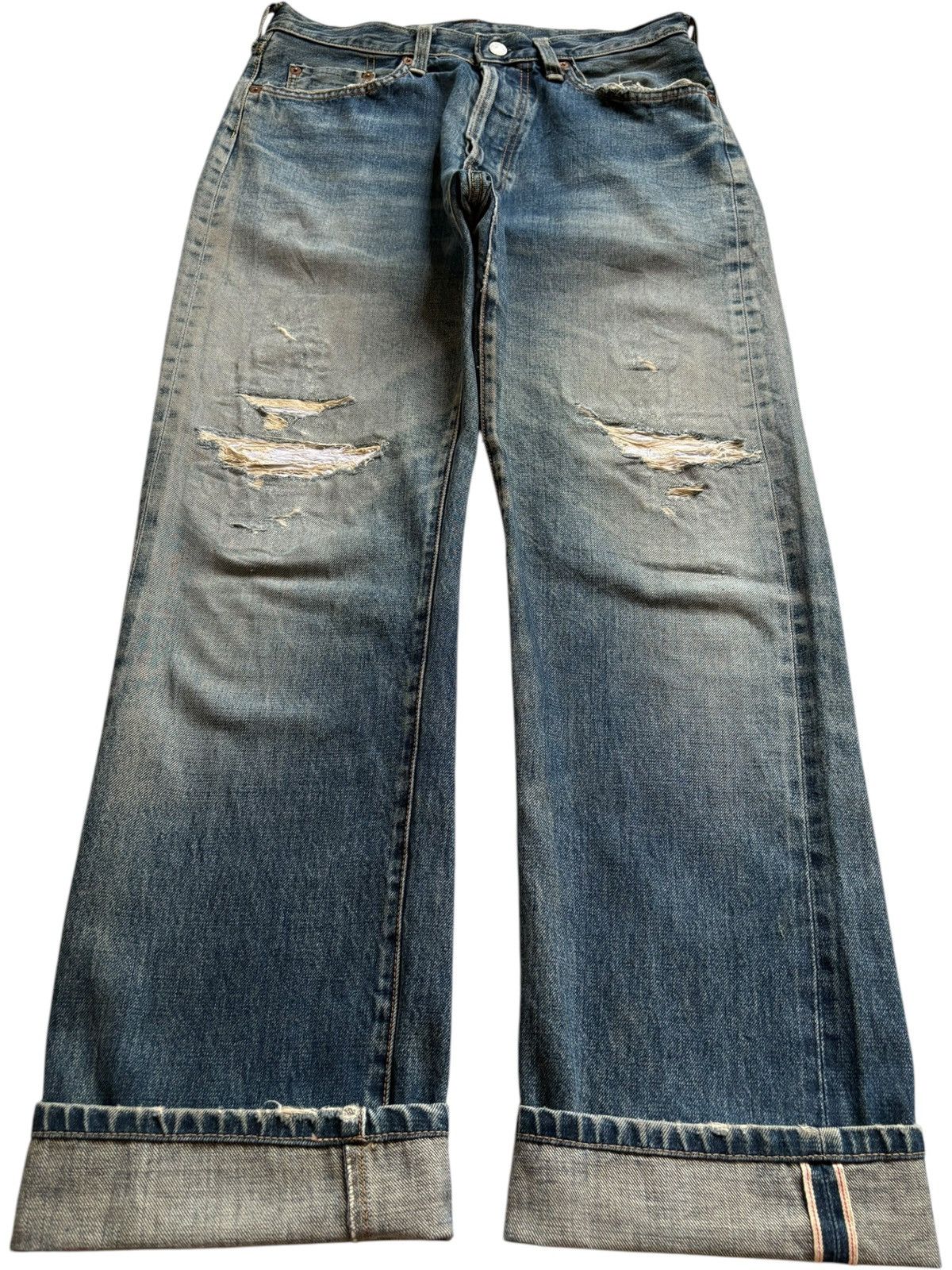 Japanese Brand Vintage Japanese Brand Selvedge Mud Wash Rip Baggy Jeans Size US 31 - 1 Thumbnail