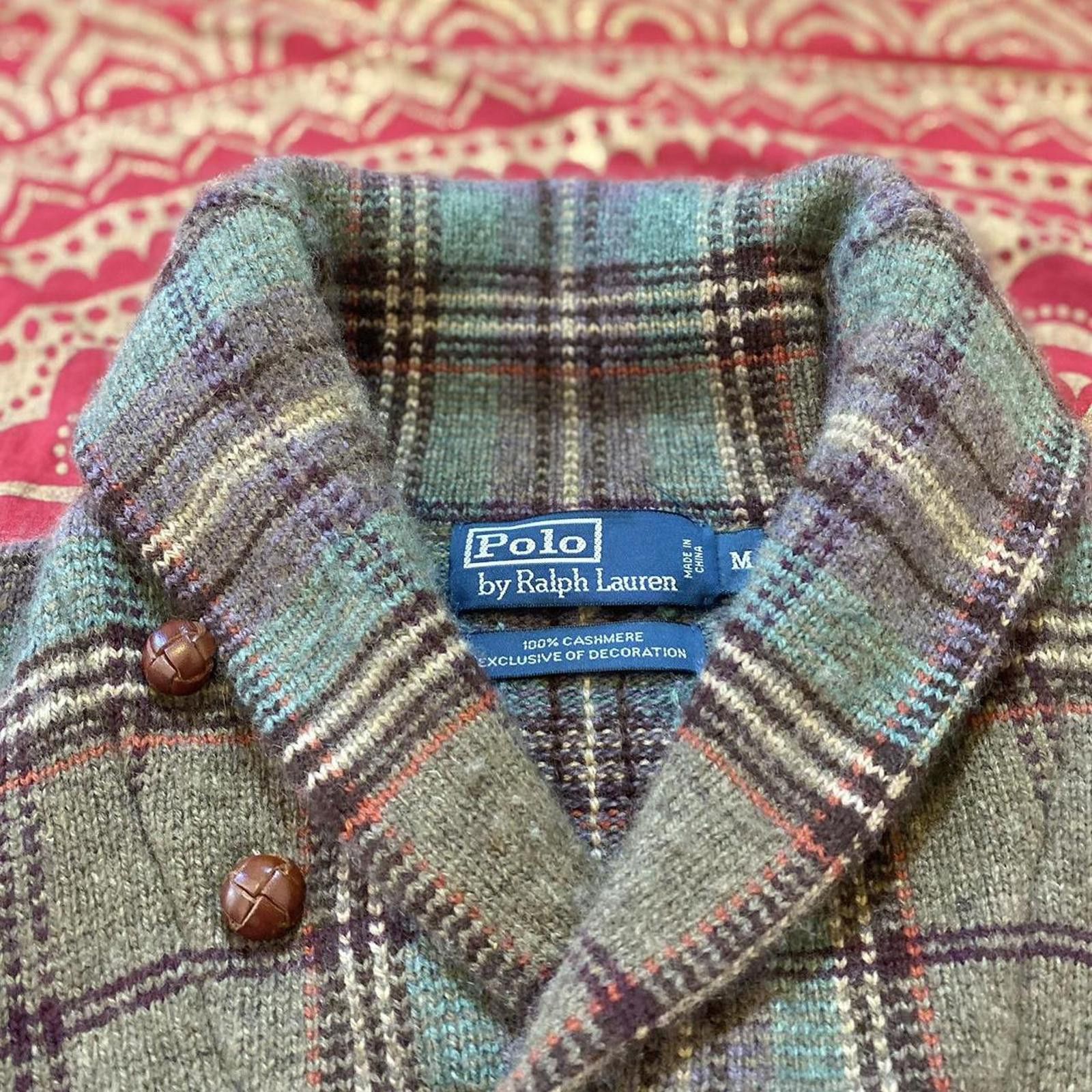 Polo Ralph Lauren Rare Grail polo Ralph Lauren plaid shawl-neck knit cashmere Size US M / EU 48-50 / 2 - 2 Thumbnail