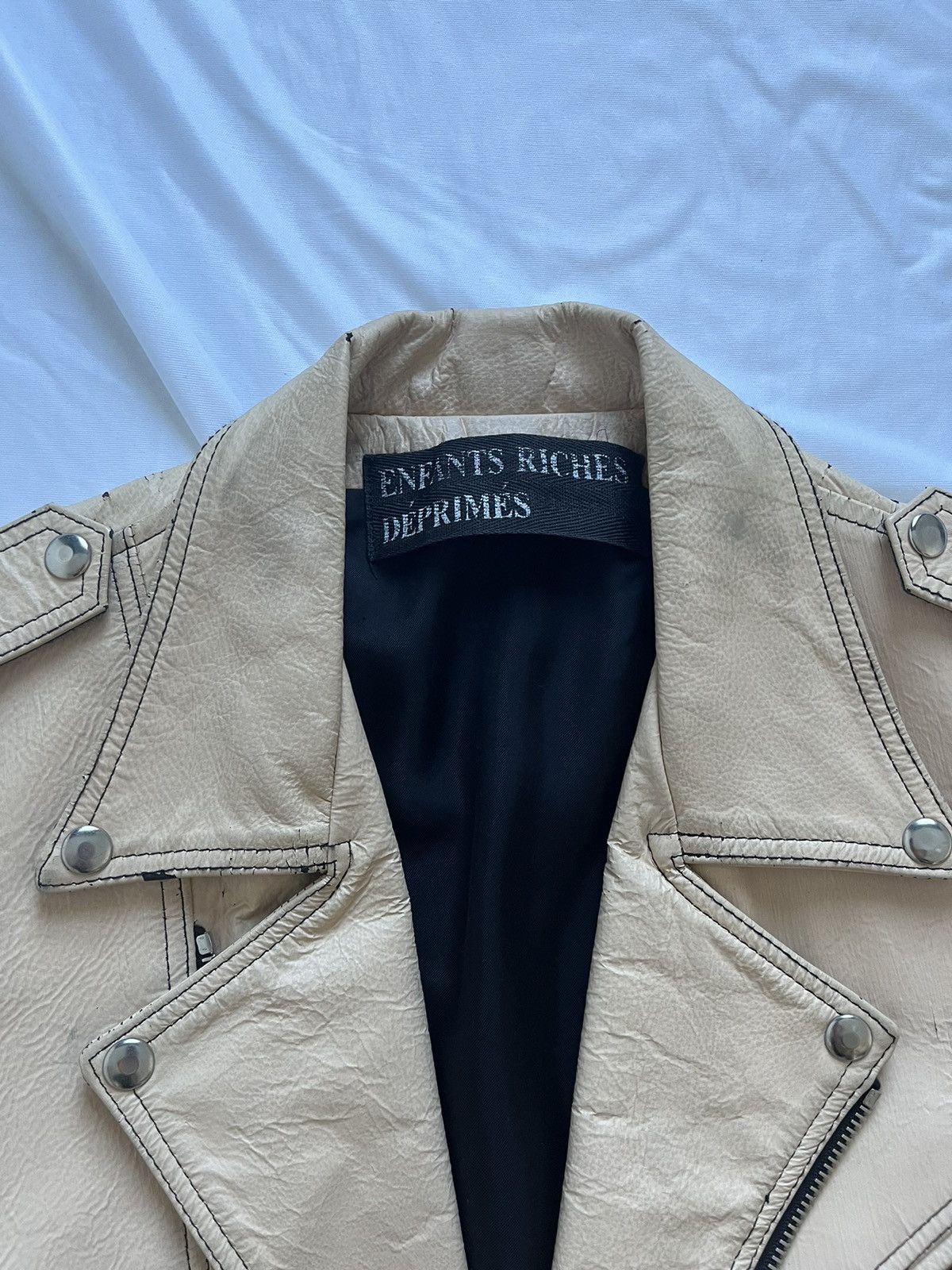 Enfants Riches Deprimes Enfants Riches Deprimes Cream Painted Leather Jacket Size US M / EU 48-50 / 2 - 4 Thumbnail