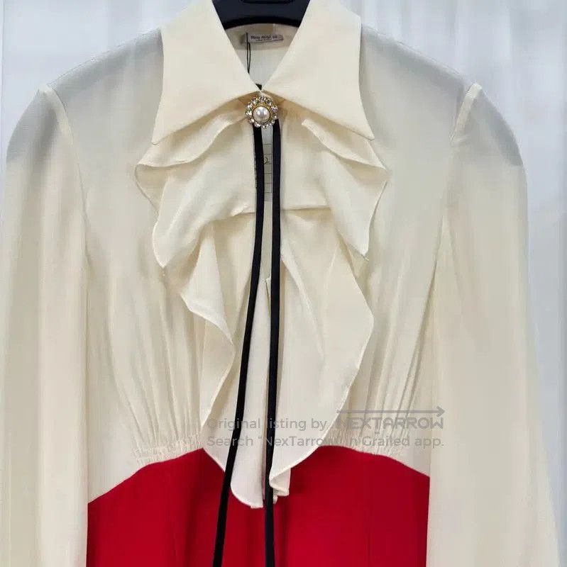 Miu Miu Miu Miu Color Block Silk Dress with Logo . Size S / US 4 / IT 40 - 3 Thumbnail
