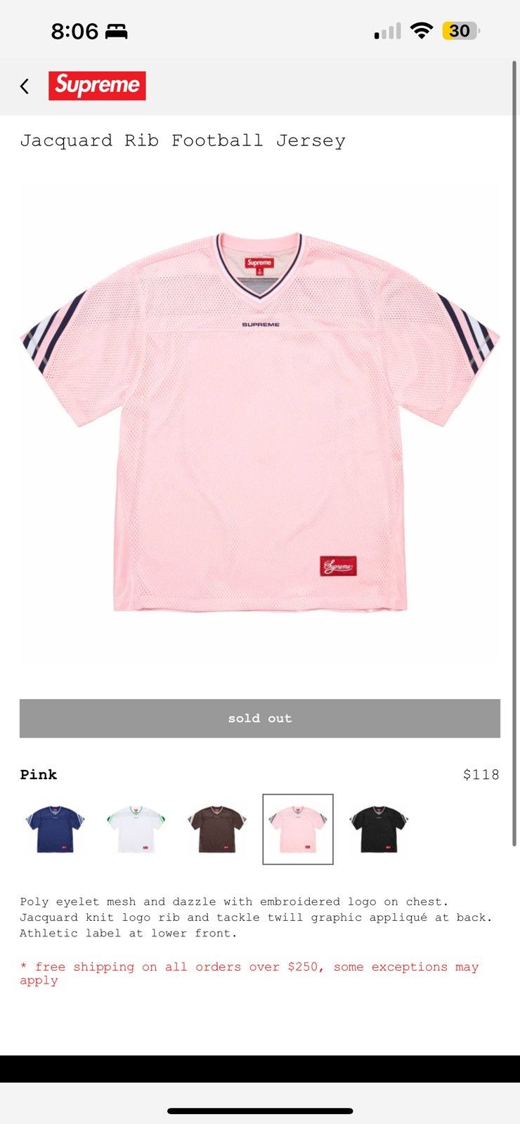 Supreme Jacquard Rib Football Jersey FW24 | Grailed