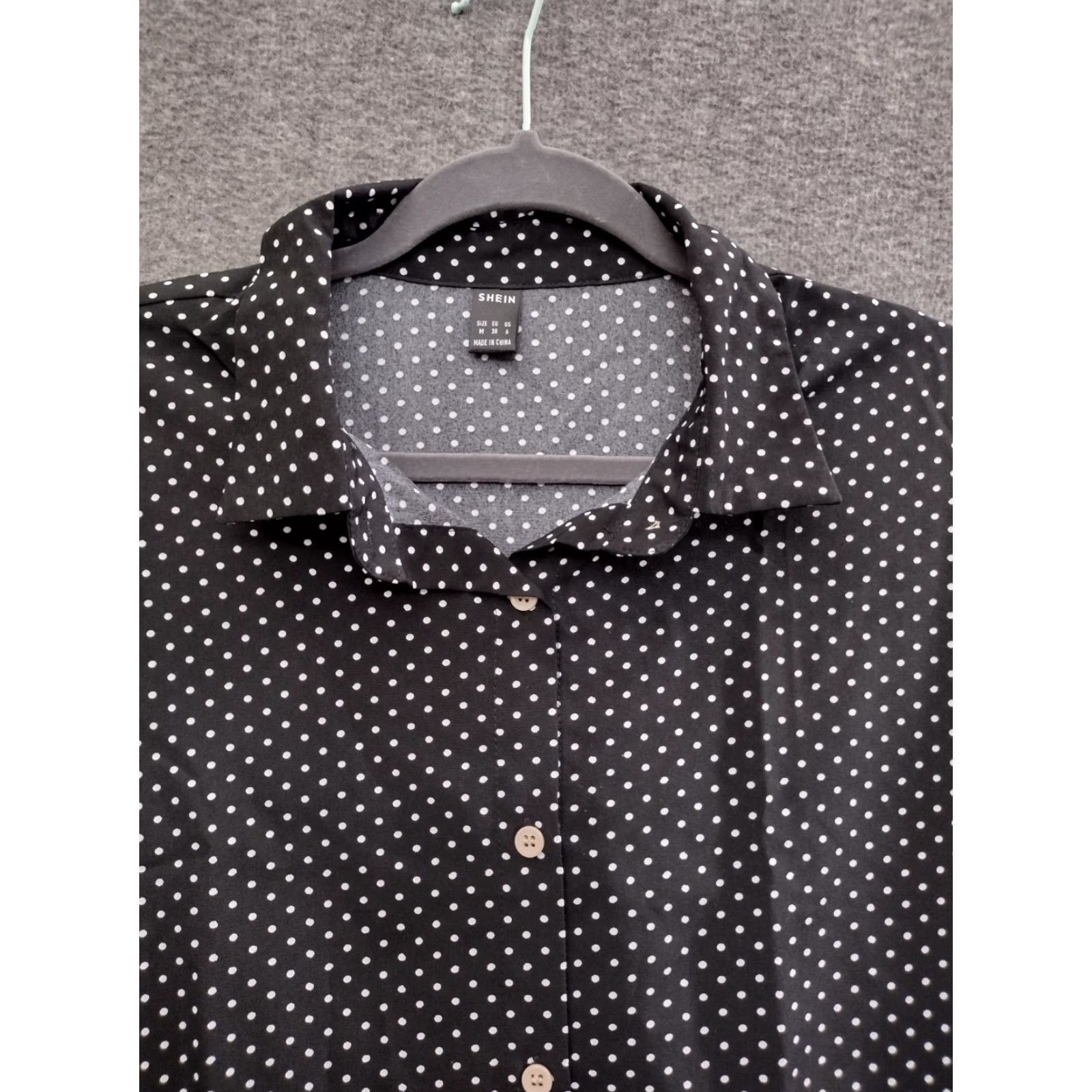 Shein Shein Women’s Button Up Blouse Shirt Poka Dot Black/White Size M Size M / US 6-8 / IT 42-44 - 3 Thumbnail