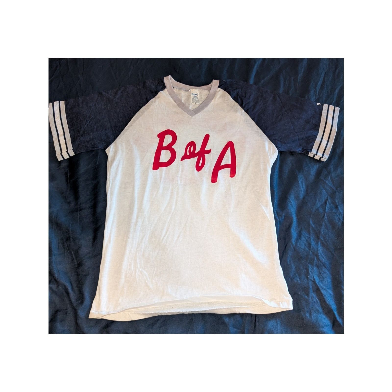Russell Athletic Vtg Bike Raglan Baseball Tee Shirt B of A Porterville Medium Size US M / EU 48-50 / 2 - 1 Thumbnail