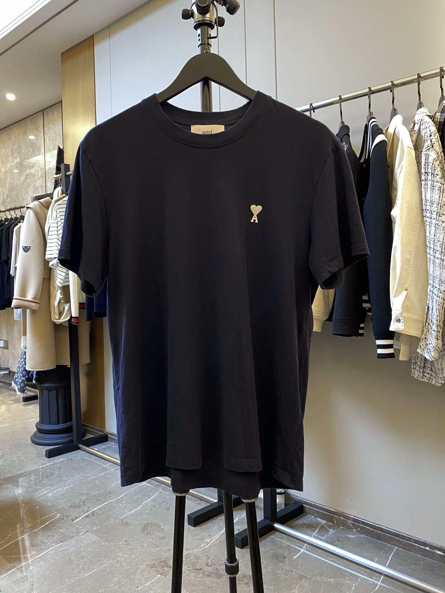 AMI AMI PARIS Navy Blue Color Red Heart T-shirt XS Unisex | Grailed