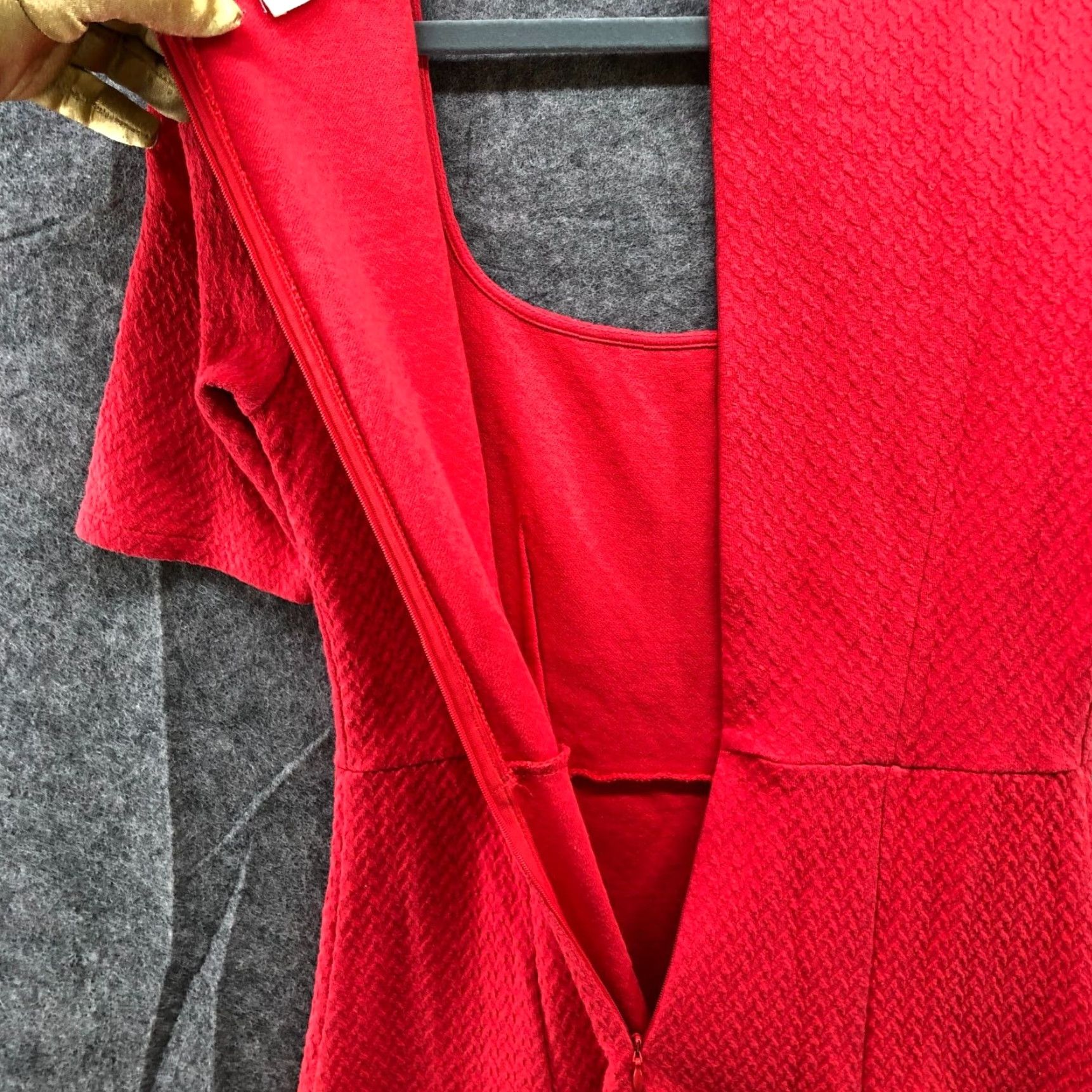 Urban Outfitters VINTAGE Urban Outfitters Women's Dress Short Sleeve Square Neck Fit Flare Cotton Knit Red M Size 32" / US 10 / IT 46 - 6 Thumbnail