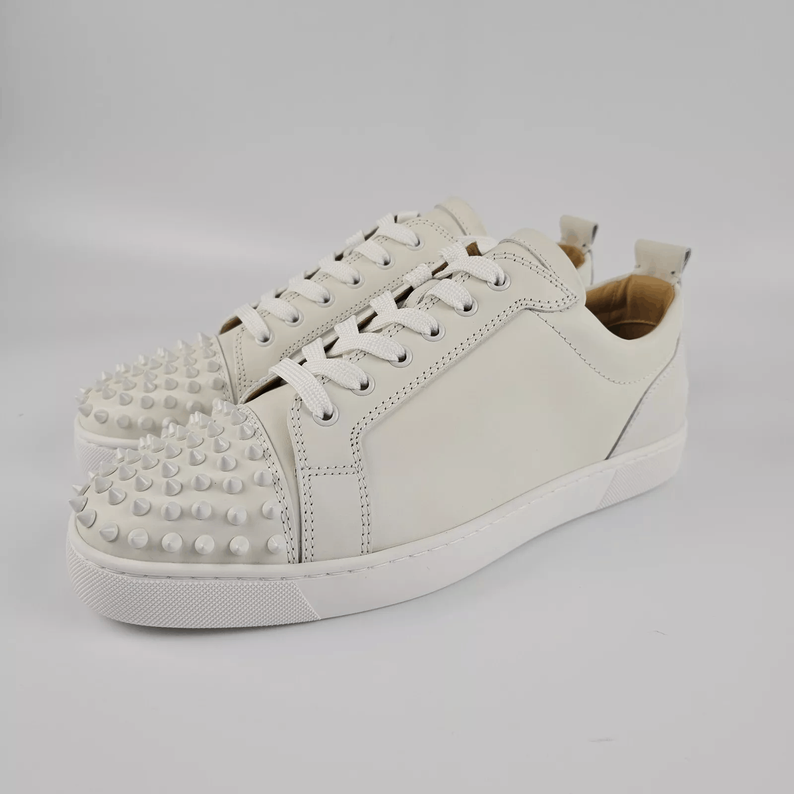 Christian Louboutin Louis Junior Spikes White Sneakers New