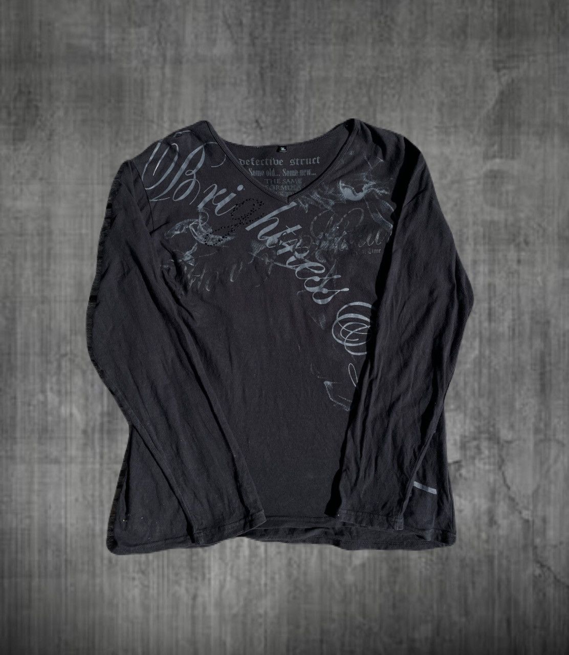 2000s Japanese archive Vkei Poem V-neck Long Sleeve Tee