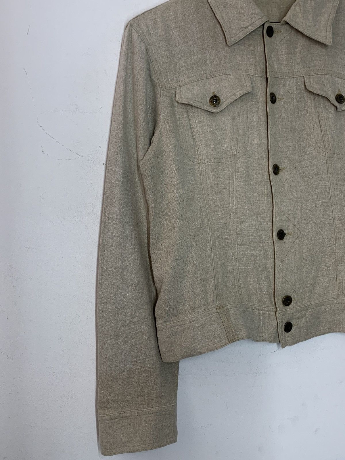 Dolce & Gabbana 2000’s DOLCE & GABBANA BEIGE LINEN TRUCKER JACKET Size US S / EU 44-46 / 1 - 3 Thumbnail