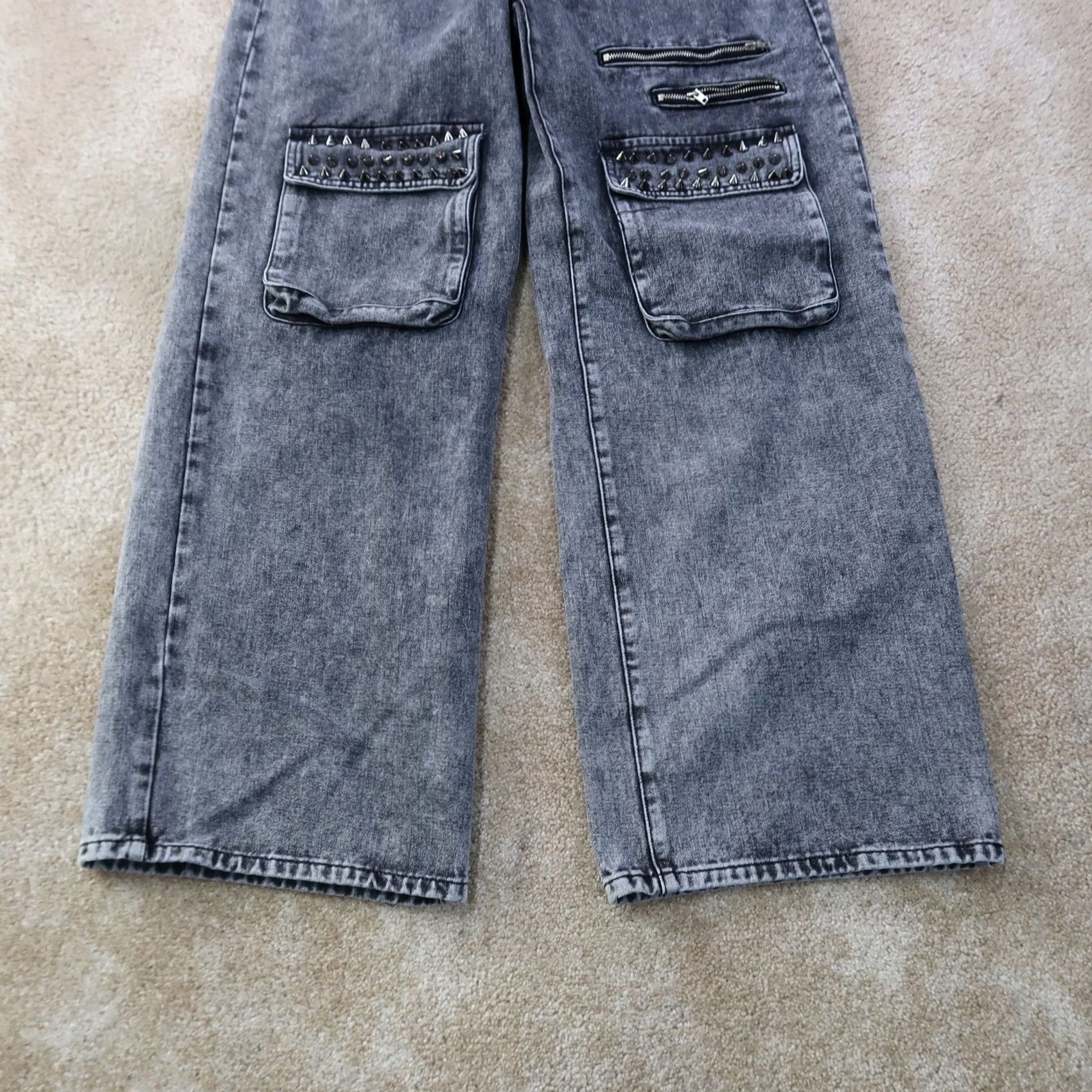 Akira VINTAGE Akira Baggy Cargo Pants Women 30x31 Gray Denim Straight 30 Regular Mens Womens Size 30" / US 8 / IT 44 - 2 Thumbnail