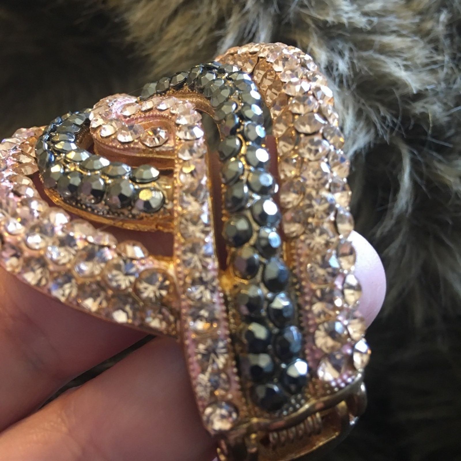 Vintage Vintage peach/black rhinestone clamp cuff bracelet Size ONE SIZE - 8 Thumbnail
