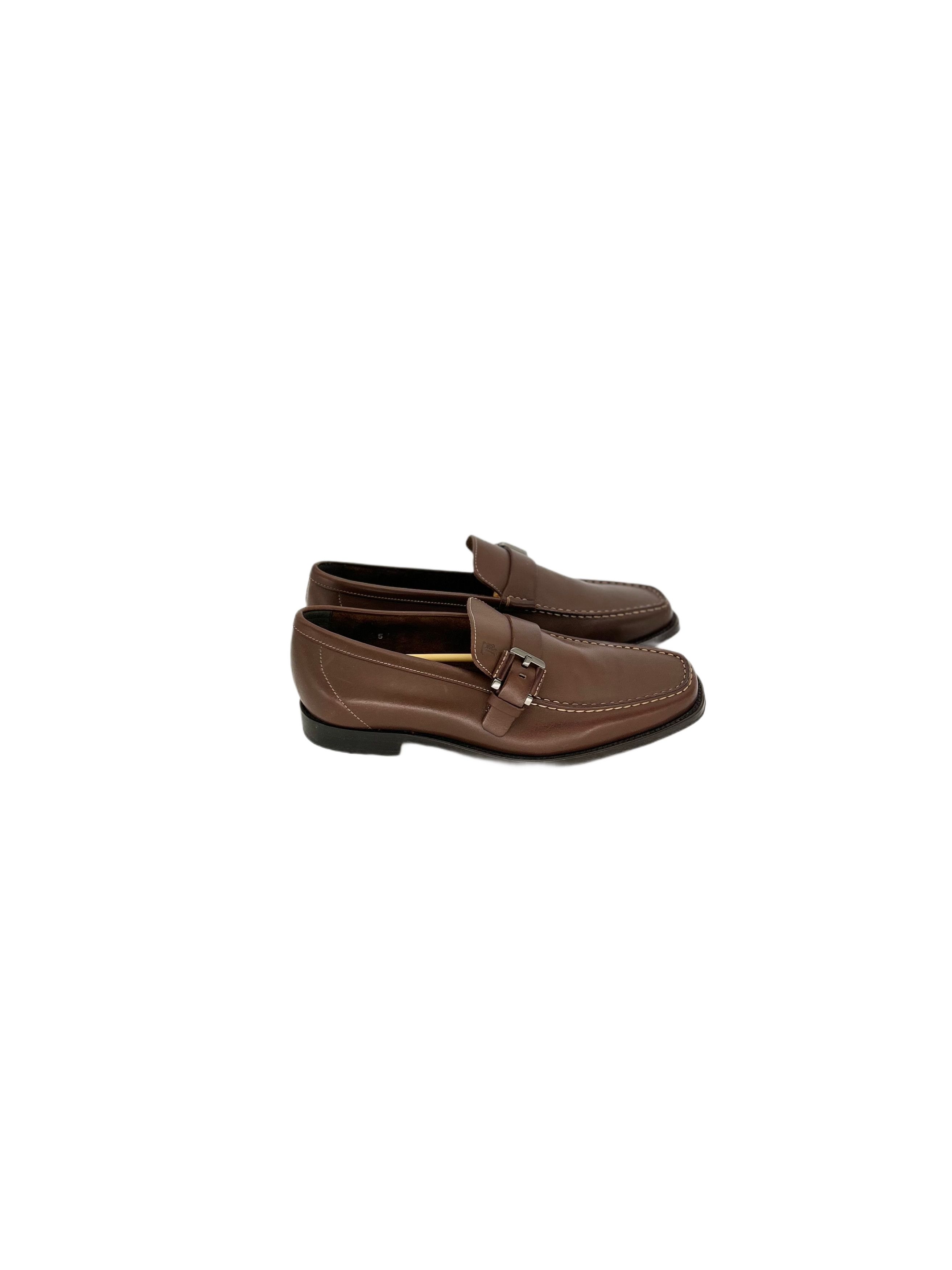 Tod's TODS Brown Leather Buckle Loafer Size US 5 / EU 37 - 2 Thumbnail