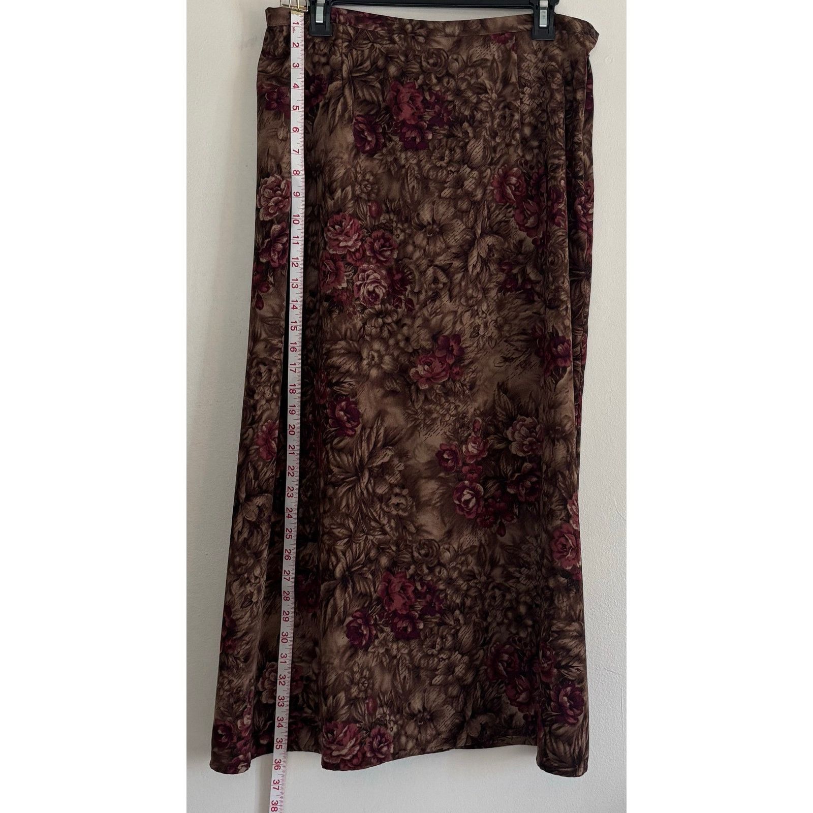 Other Laura Scott Floral Maxi Skirt Brown Vintage Print A-Line Size 33" - 3 Thumbnail