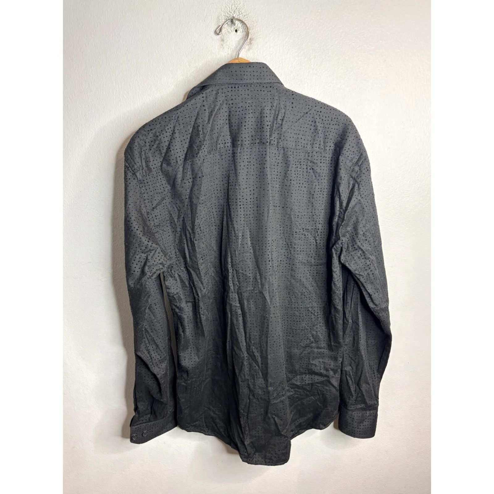 Maceoo Maceoo Shirt Mens M Black Italian Jacquard Long Sleeve Button Front Textured Shirt Size US M / EU 48-50 / 2 - 5 Thumbnail