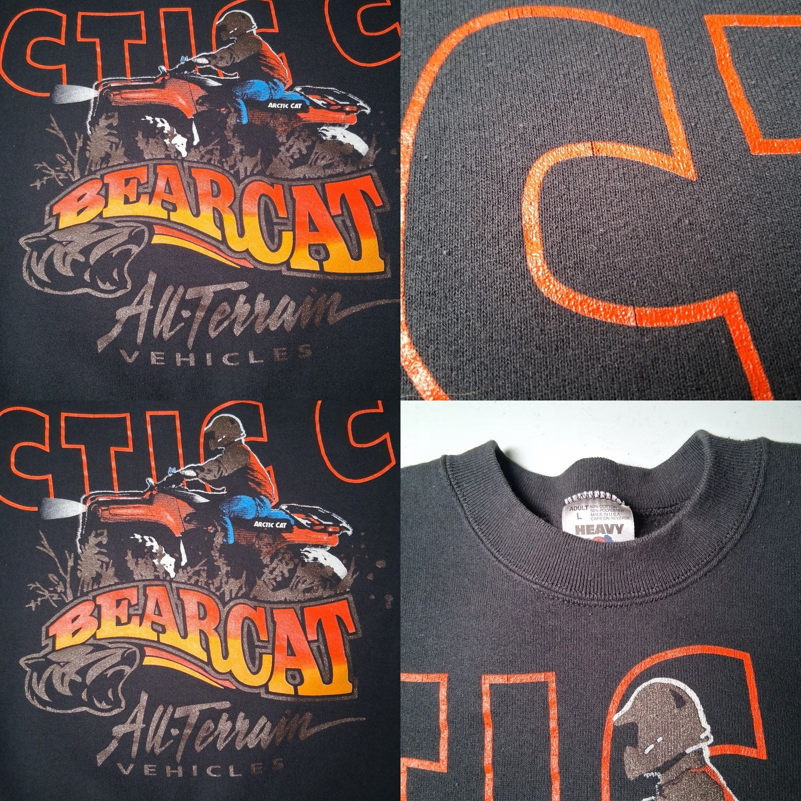 Fruit Of The Loom VINTAGE Arctic Cat Bearcat Sweatshirt Large Glitter Graphic ATV Crewneck USA Men L Black | 90s Fruit of the Loom Graphic Sweatshirt Size US L / EU 52-54 / 3 - 11 Thumbnail