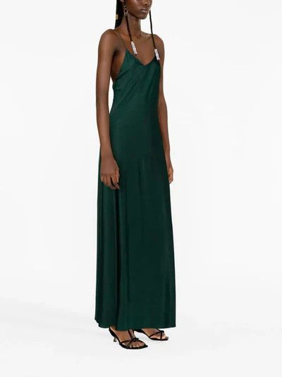 Saint Laurent Paris o1s1wg110924 Dress in Shiny Jersey in Dark Green Size S / US 4 / IT 40 - 7 Thumbnail