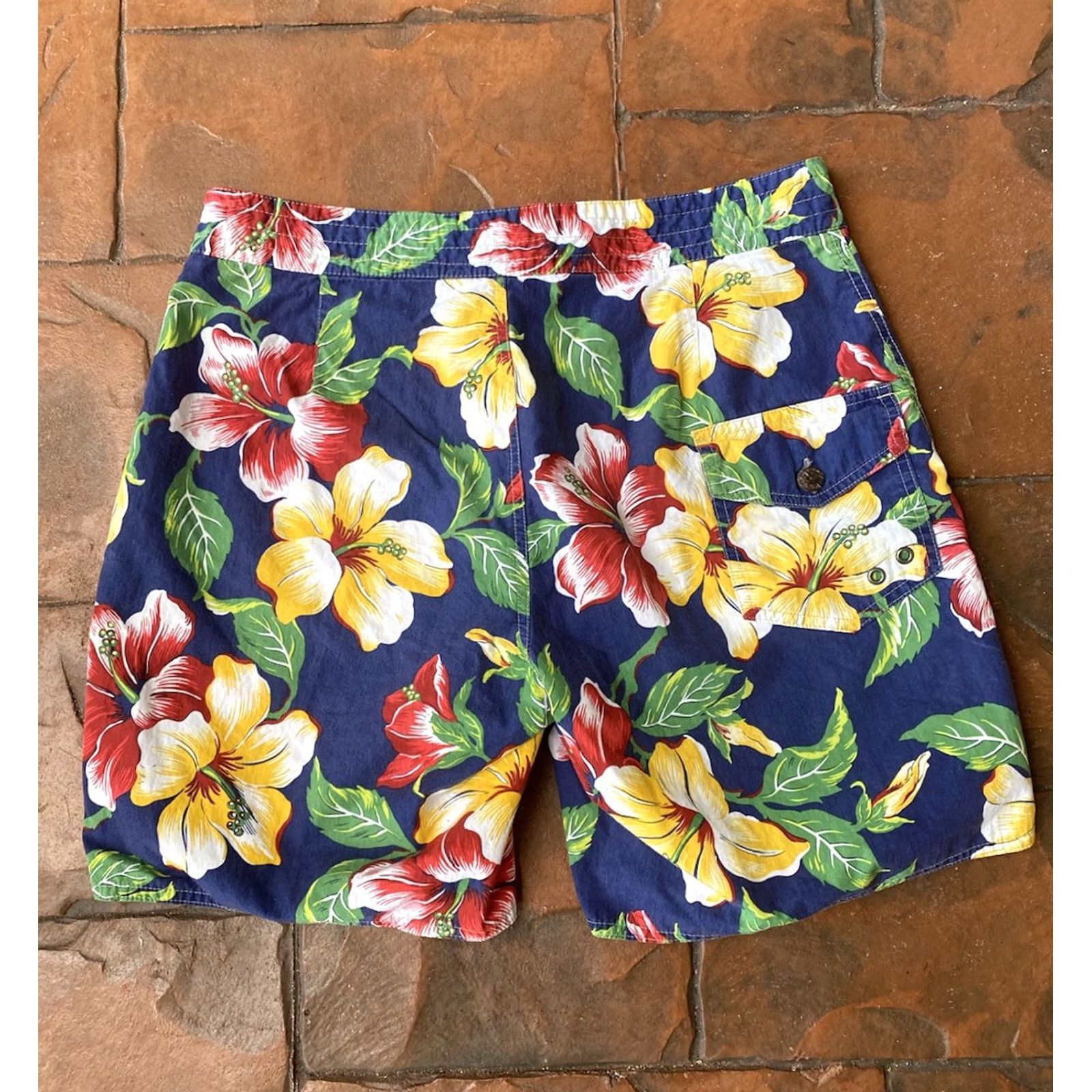 Polo Ralph Lauren VINTAGE Polo Ralph Lauren Hibiscus Board Shorts 32 Men Blue 90s Designer Swimwear Board Shorts Size US XS / EU 42 / 0 - 3 Thumbnail