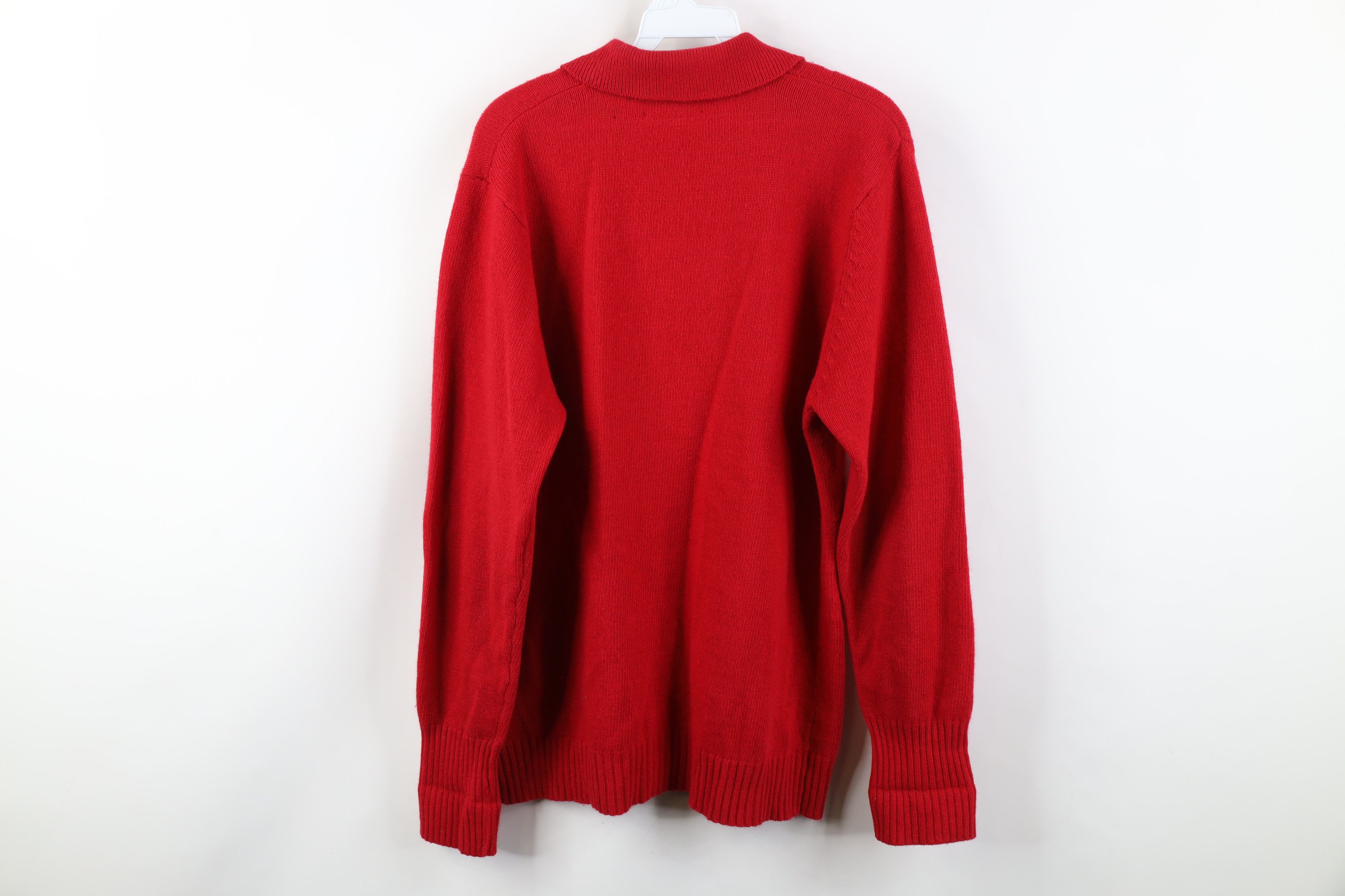 Vintage Vintage 90s Streetwear Lambswool Knit Collared Sweater Red Size L / US 10 / IT 46 - 11 Thumbnail