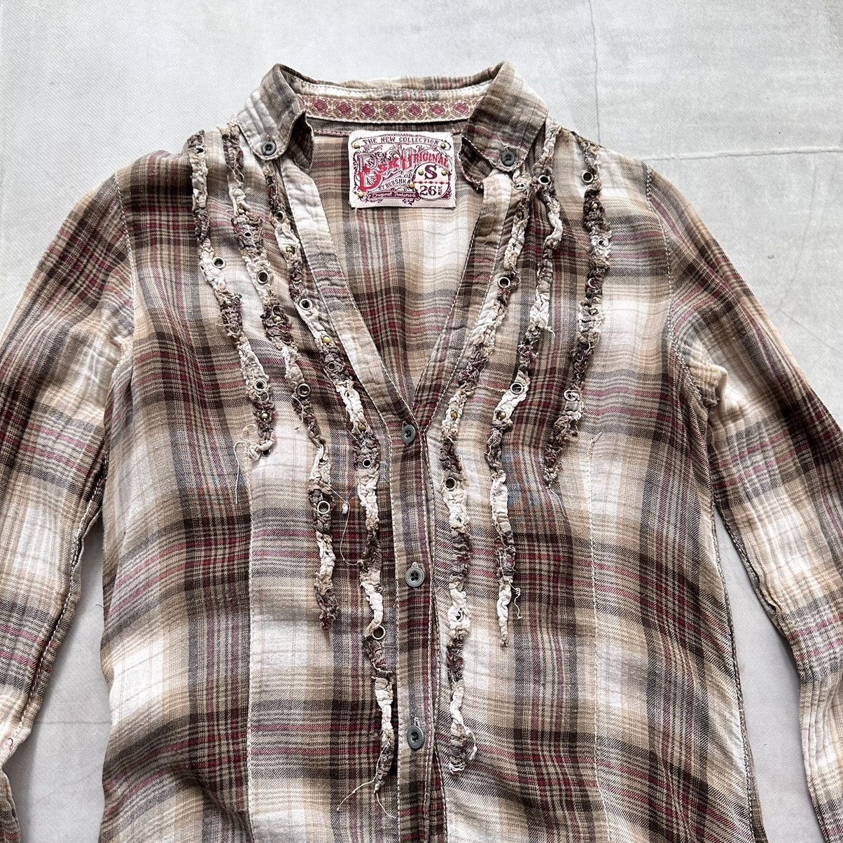 Hysteric Glamour × Undercover Eyelets Checkered Button Punk Shirt LGB If Six Was Nine Vibe Size S / US 4 / IT 40 - 2 Thumbnail