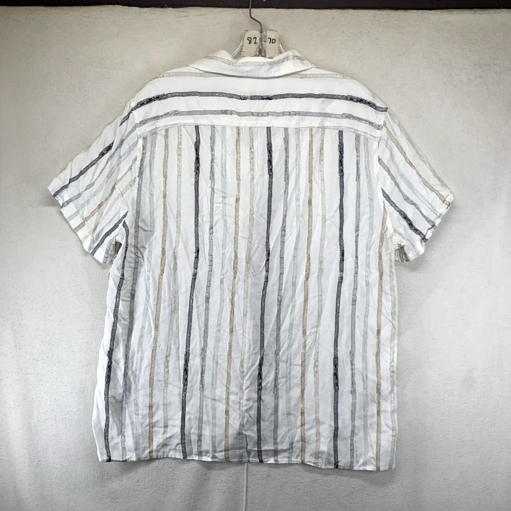 Perry Ellis Vintage Perry Ellis Women's Button-Up Top Casual Short Sleeve Rayon Geometric Pattern Bohemian Style L Size L / US 10 / IT 46 - 2 Thumbnail
