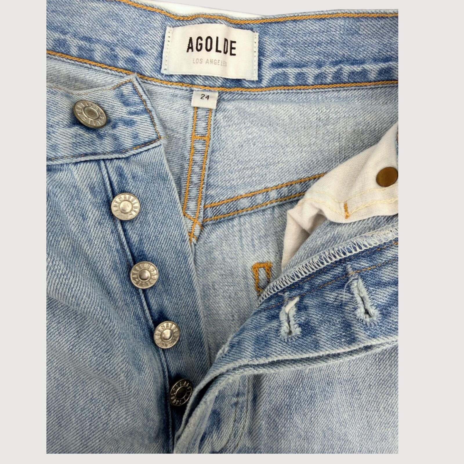 Agolde AGOLDE Riley Cropped Straight Jeans Light Wash 24 Size 24" / US 00 / IT 34 - 3 Thumbnail