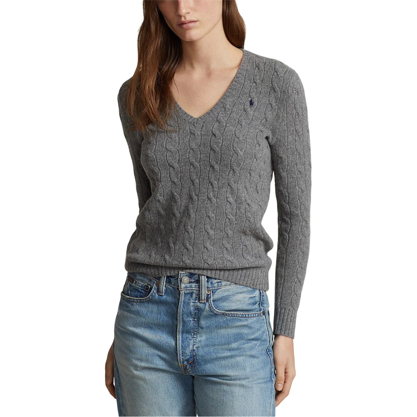 Polo Ralph Lauren o1g2r1mq0825 Cable Sweater in Heather Grey Size L / US 10 / IT 46 - 4 Thumbnail
