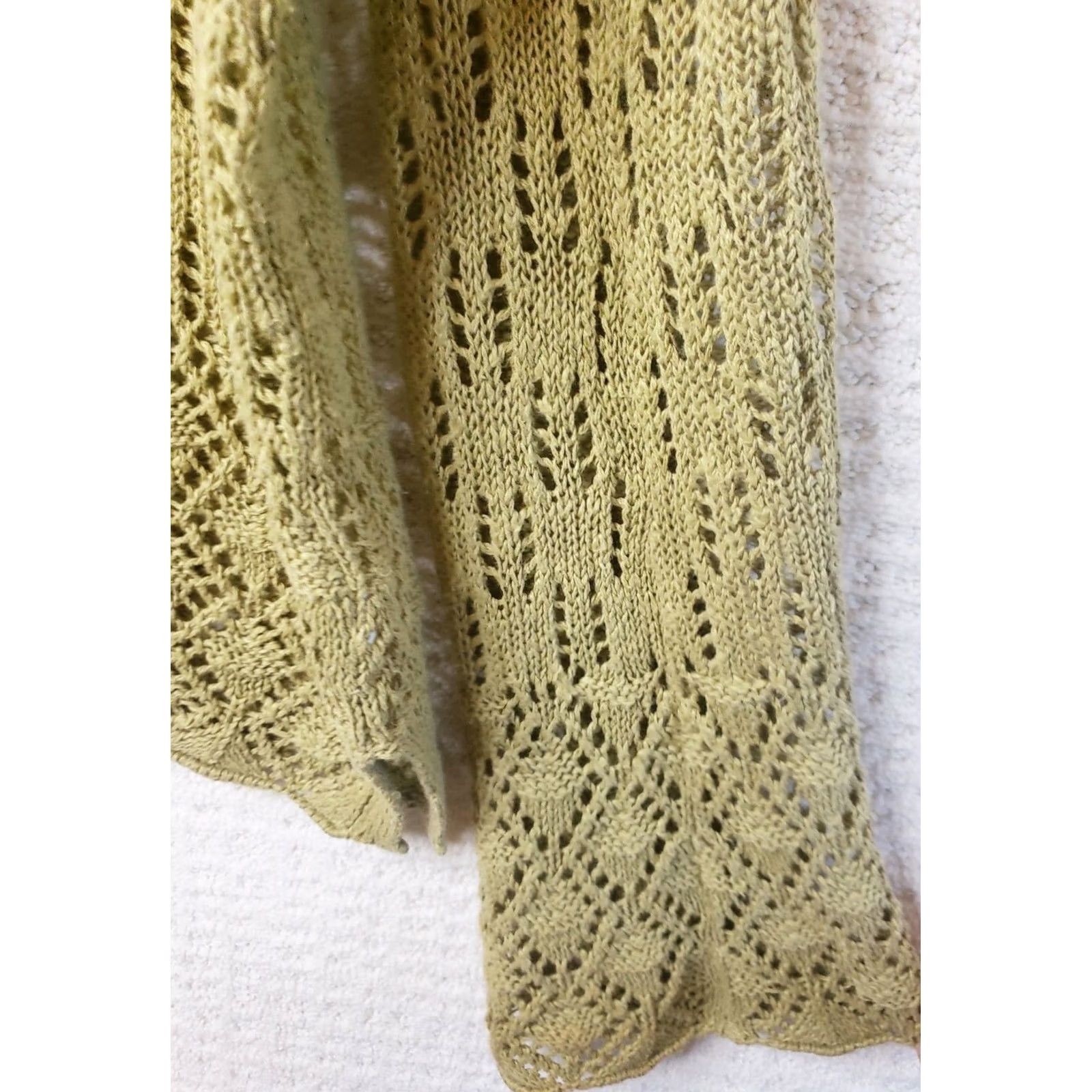J. Jill J. Jill Bell Sleeve Cardigan Open Knit Light Green Hemp Cotton Size M Women Sweater V-Neck Bell Sleeve Regular Dry-clean Only Size M / US 6-8 / IT 42-44 - 3 Thumbnail