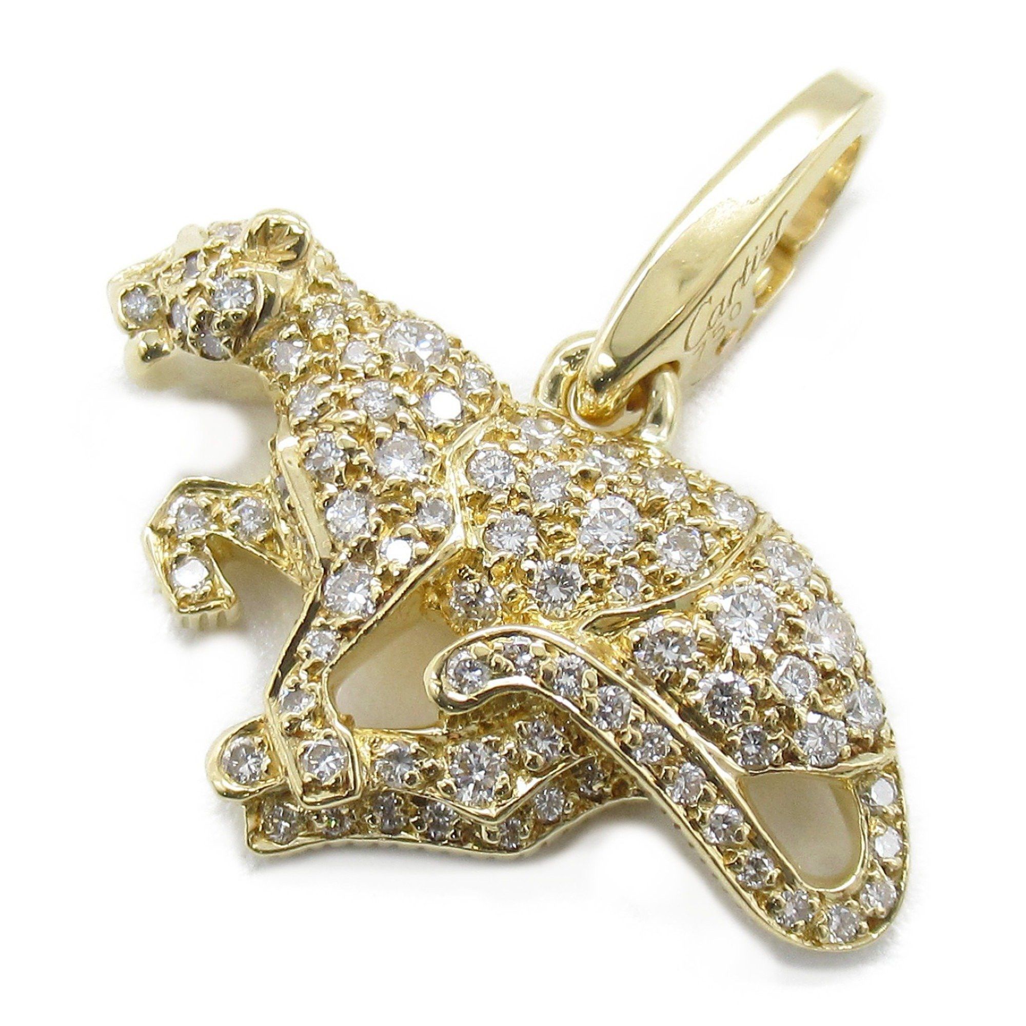 image of Cartier Panthere Diamond Top Charm Pendant Top Clear K18 (Yellow Gold) Clear, Women's