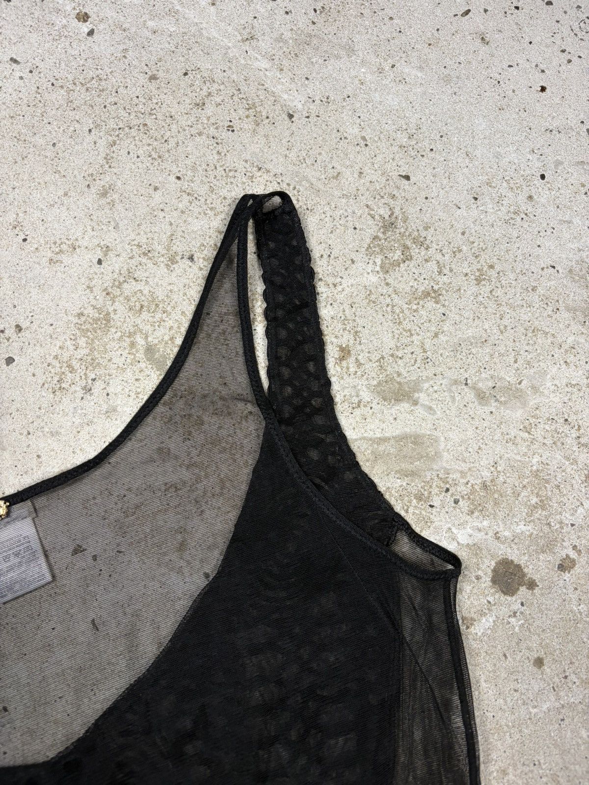 Versace Vintage Versace Embroidered Sheer Mesh Black Tank Top Size L / US 10 / IT 46 - 11 Thumbnail
