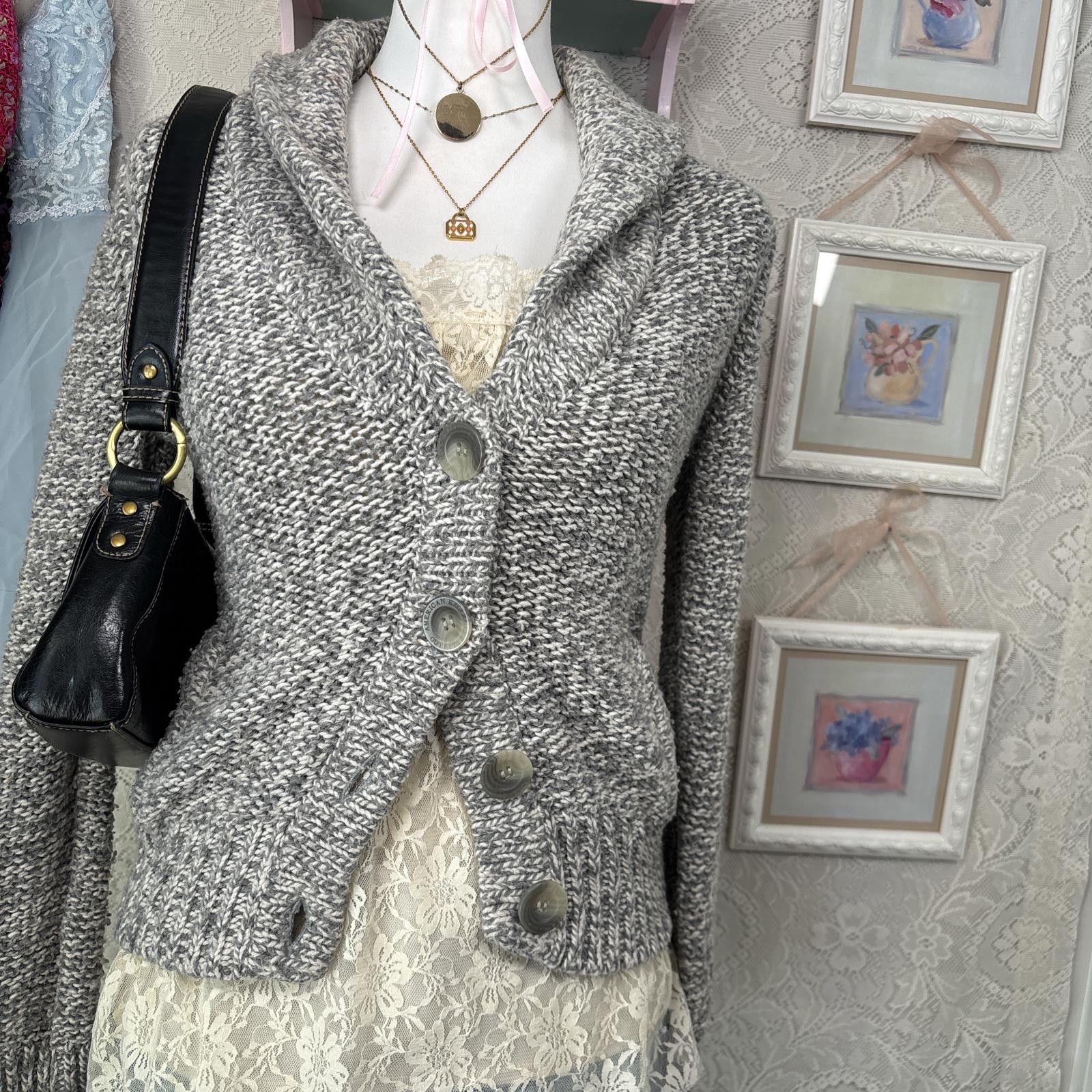 American Eagle Outfitters y2k american eagle chunky knit fitted cardigan Size M / US 6-8 / IT 42-44 - 2 Thumbnail
