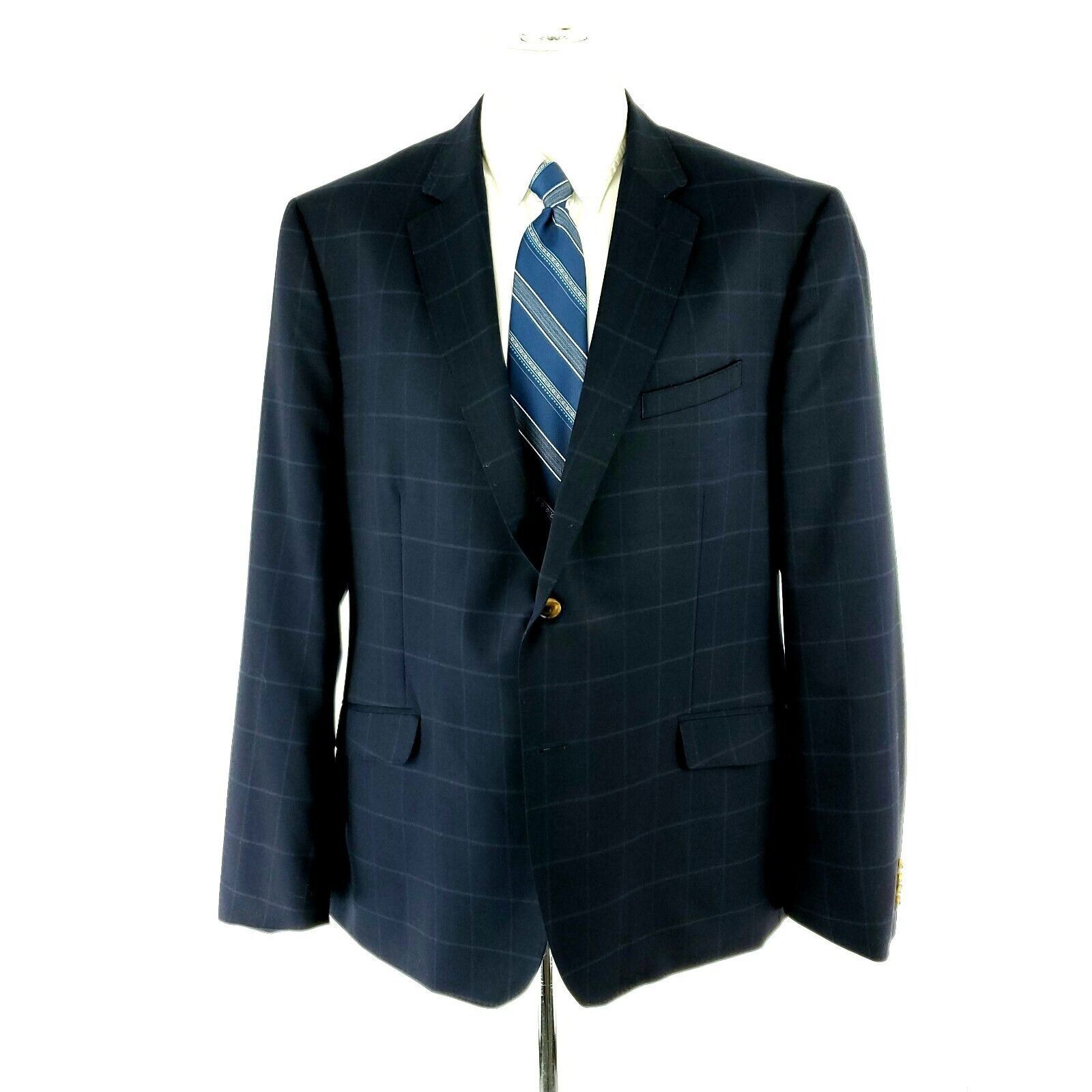 Other James Tattersall Wool Polyester 2 Button Suit Jacket 42R Blu Size 42R - 4 Thumbnail