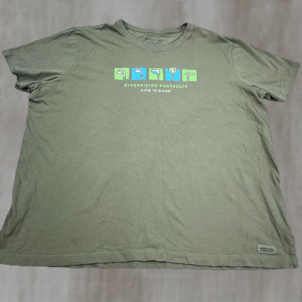 Life is Good Life is Good Shirt Men 3XL Green Crusher Tee Golf Clubs Olive Outdoor Sport XXXL Size US XXL / EU 58 / 5 - 1 Thumbnail