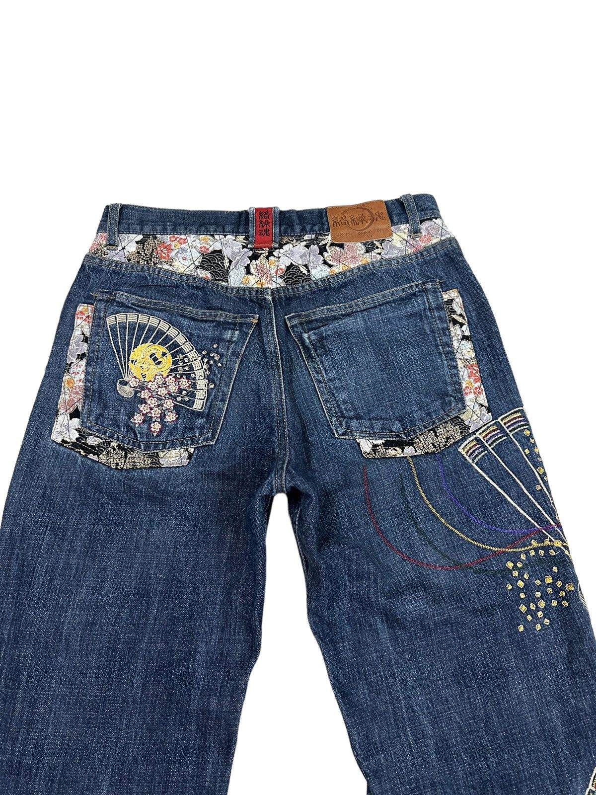 Japanese Brand KARAKURI EMBROIDERY DENIM JEANS Size US 30 / EU 46 - 10 Thumbnail
