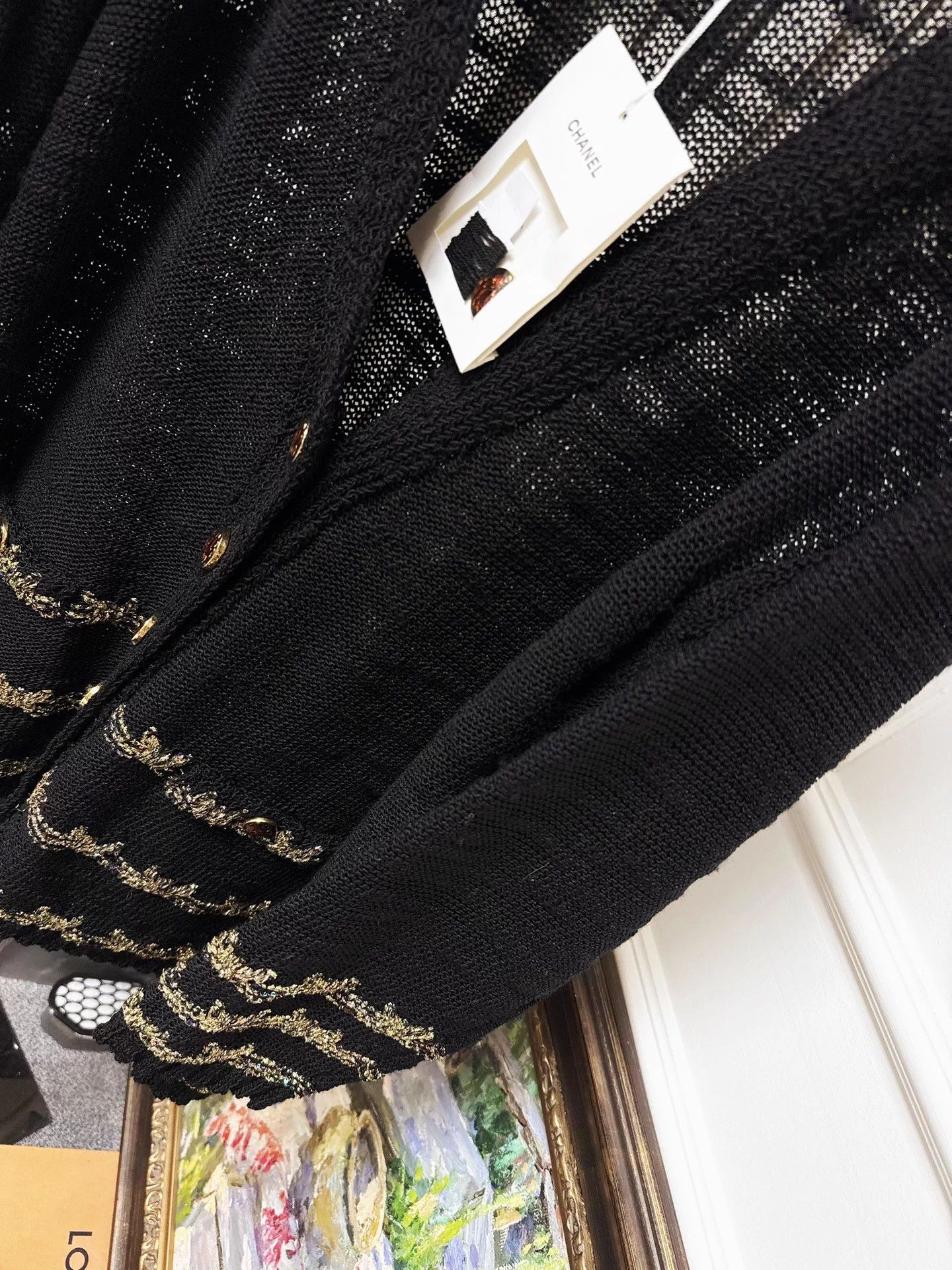 Chanel Chanel 25A Black Gold Tassel Stripe Knit Cardigan Size M / US 6-8 / IT 42-44 - 2 Thumbnail