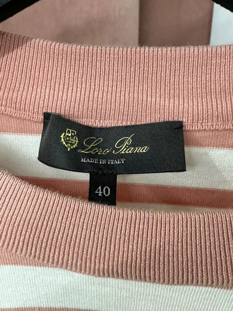 Loro Piana LORO PIANA Pink striped button T-shirt short-sleeved top Size M / US 6-8 / IT 42-44 - 4 Thumbnail