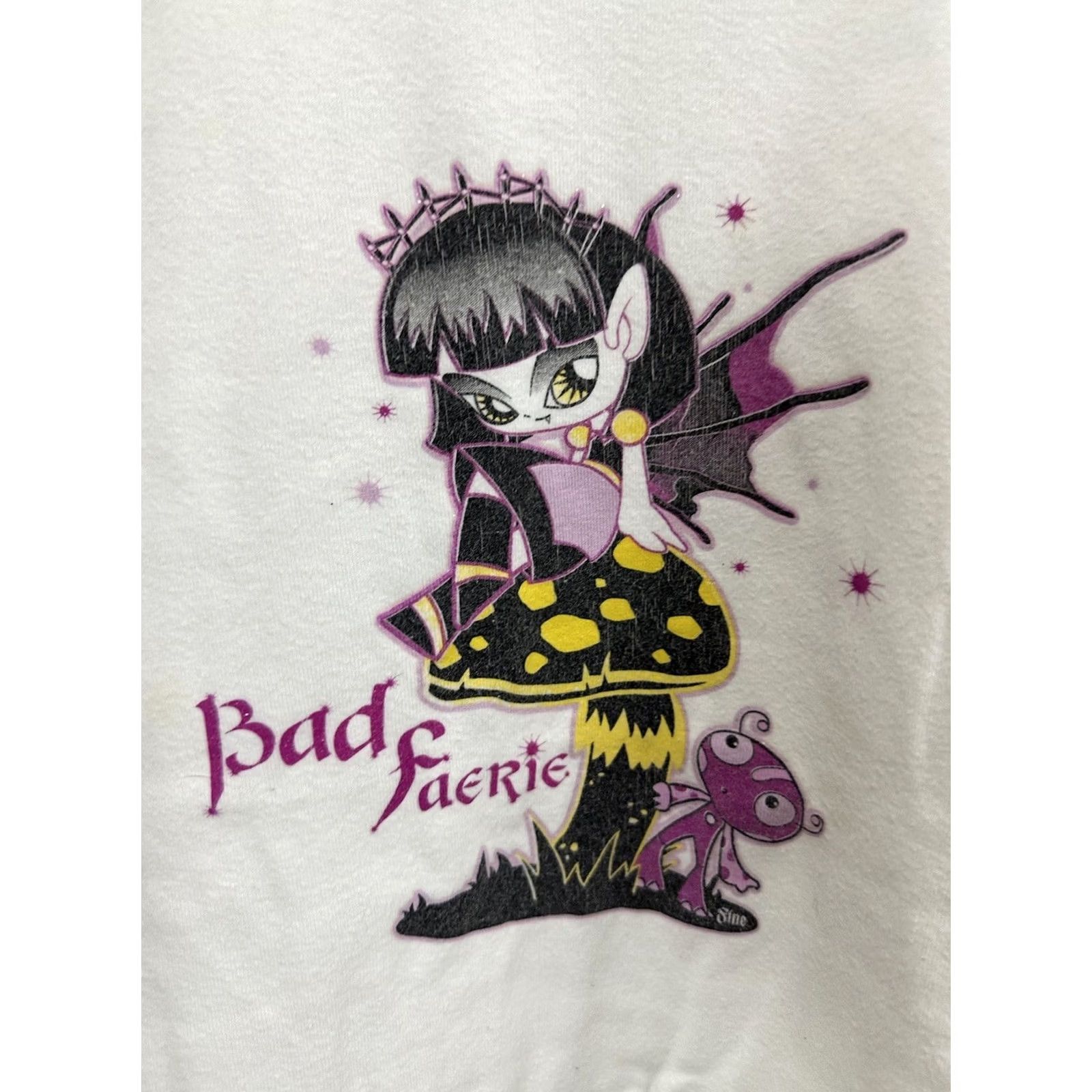 Vintage VTG Bad Faerie Y2K Crazy Fairy Baddie Goth Skate Emo Grunge Ringer T-Shirt M Shirt Men White Bratz Kawaii Y2k Size US M / EU 48-50 / 2 - 2 Thumbnail
